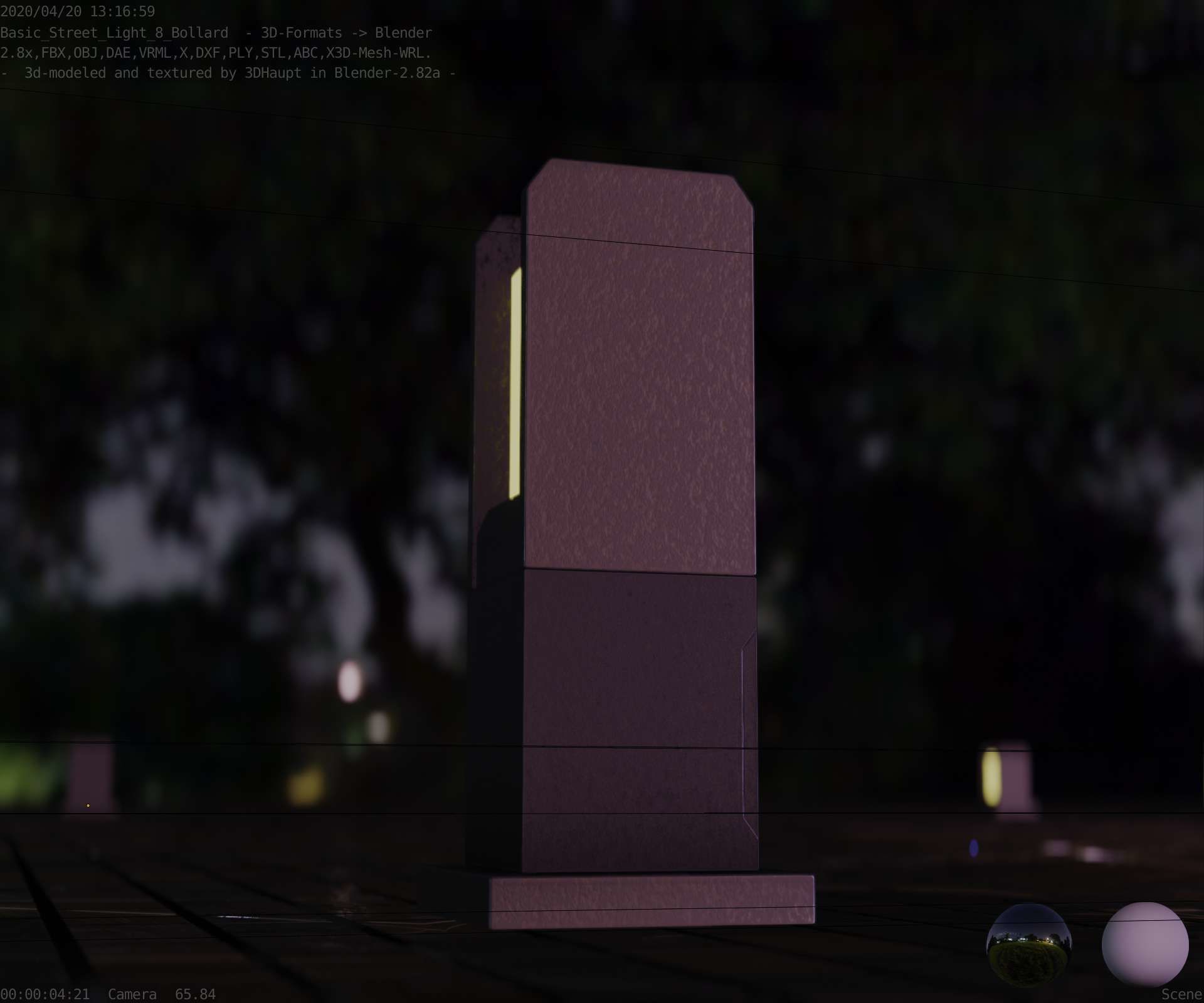 Street Light 8 Bollard 350mm Basic Version 1 Low-poly 3D model_41