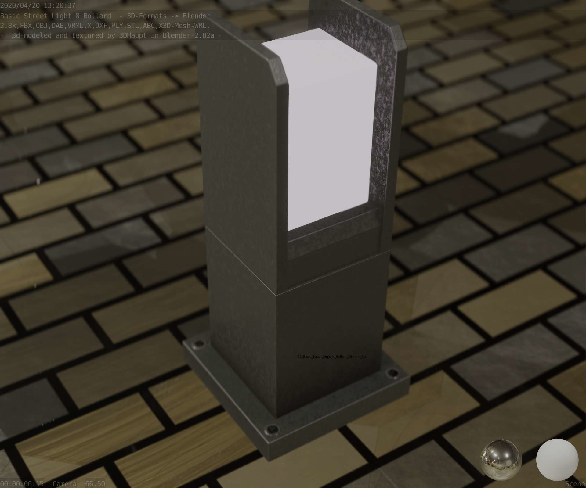 Street Light 8 Bollard 350mm Basic Version 1 Low-poly 3D model_82