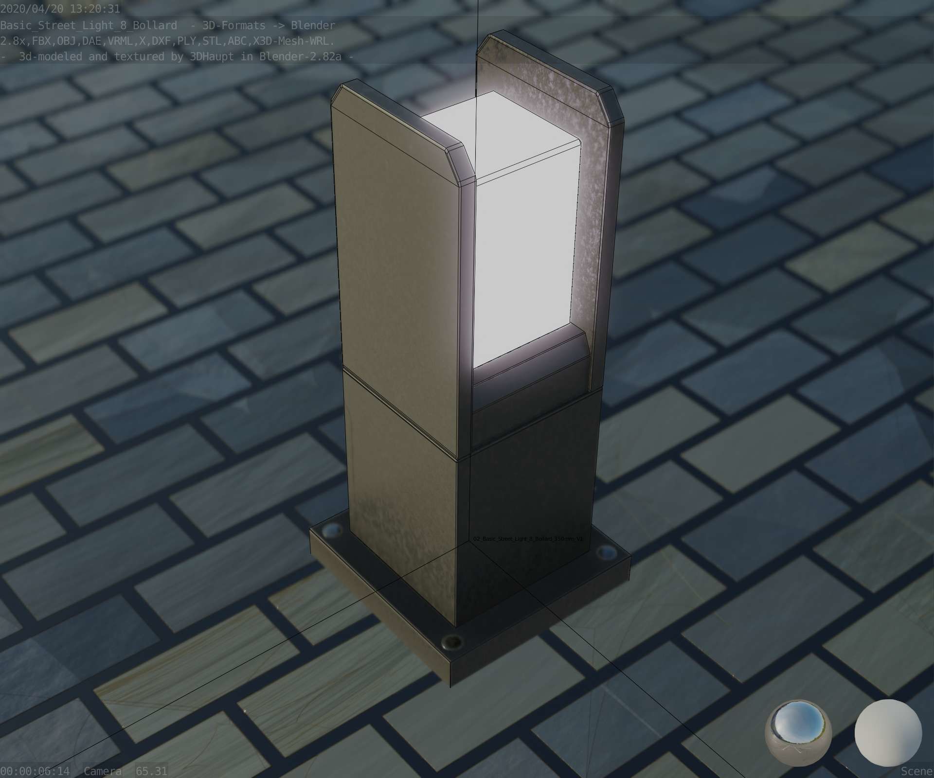 Street Light 8 Bollard 350mm Basic Version 1 Low-poly 3D model_81