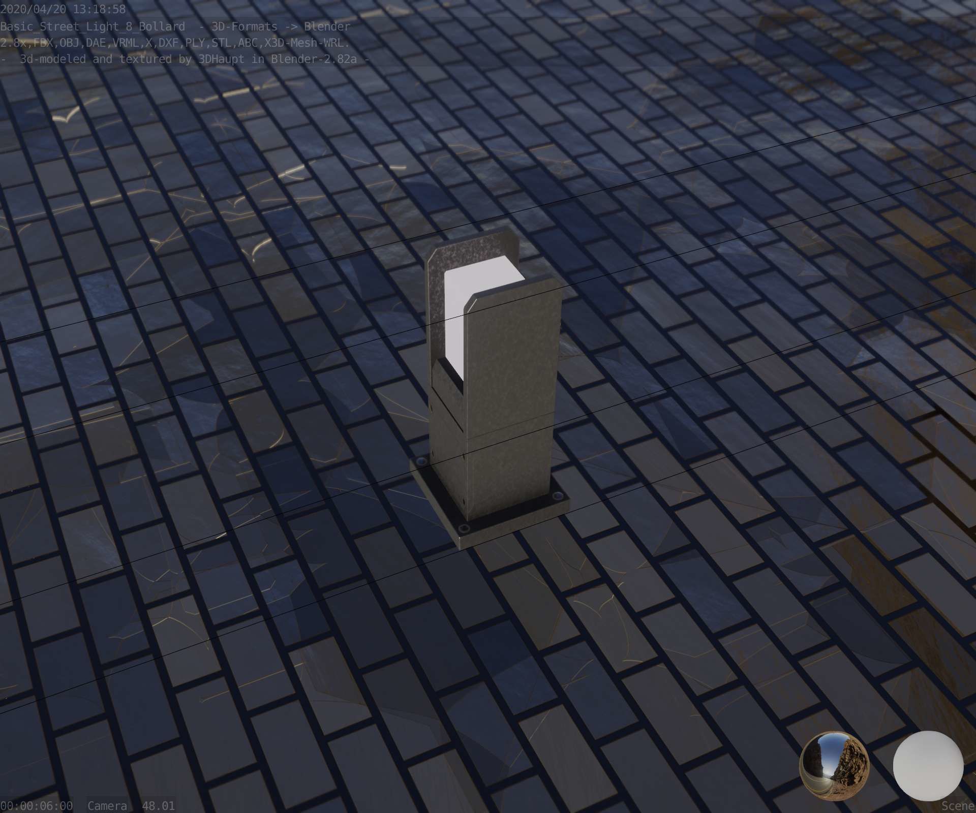 Street Light 8 Bollard 350mm Basic Version 1 Low-poly 3D model_67