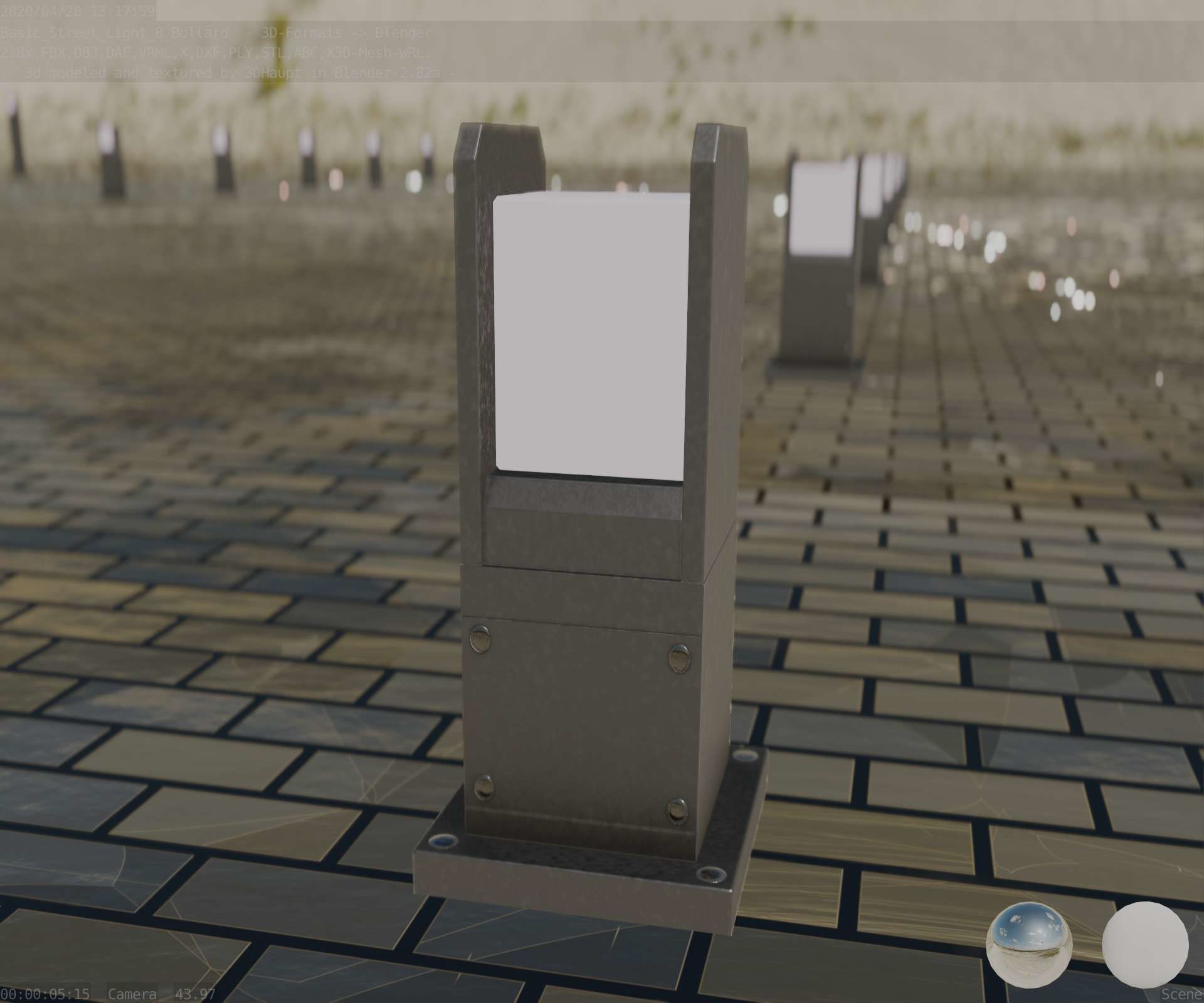 Street Light 8 Bollard 350mm Basic Version 1 Low-poly 3D model_58