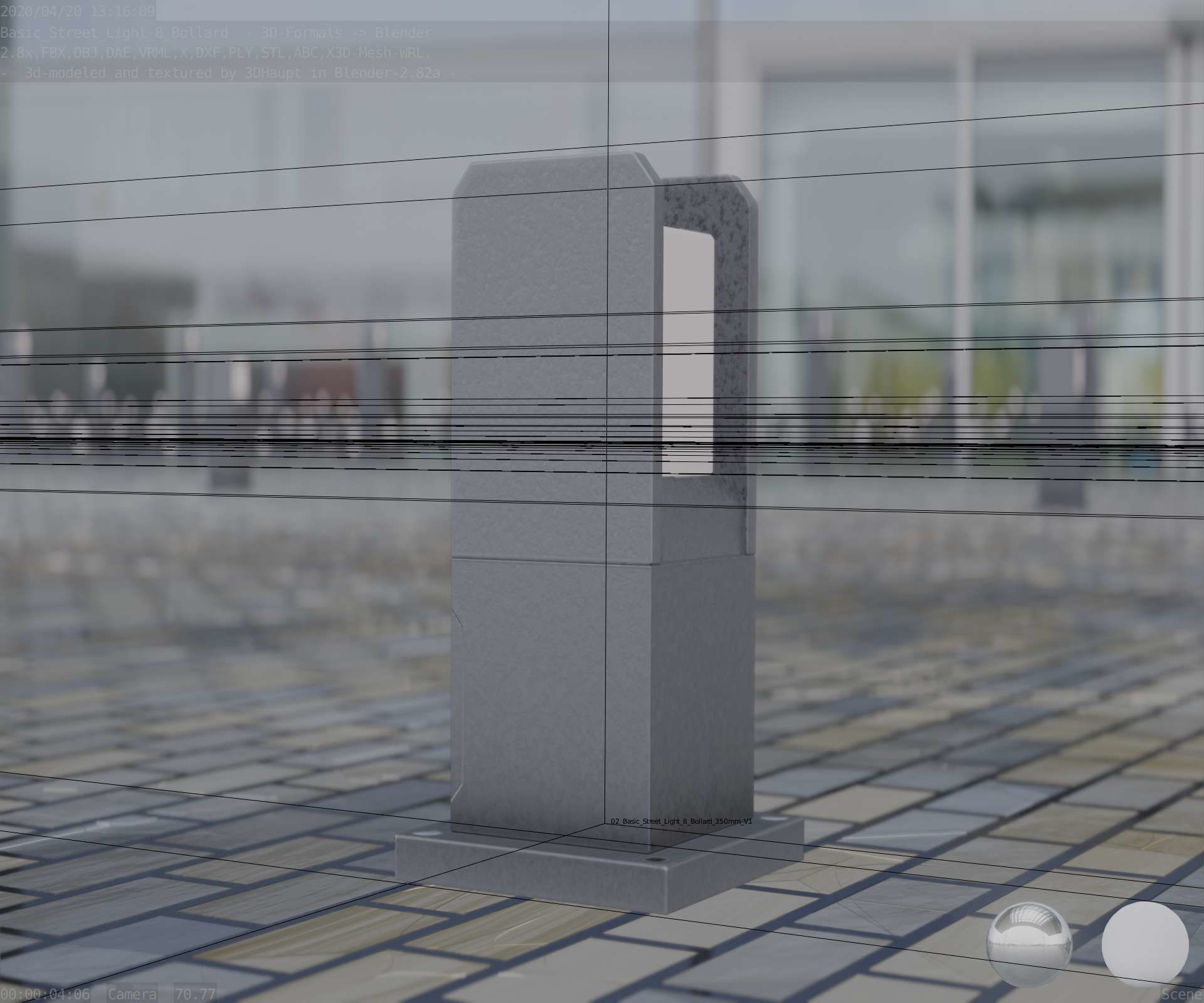 Street Light 8 Bollard 350mm Basic Version 1 Low-poly 3D model_26
