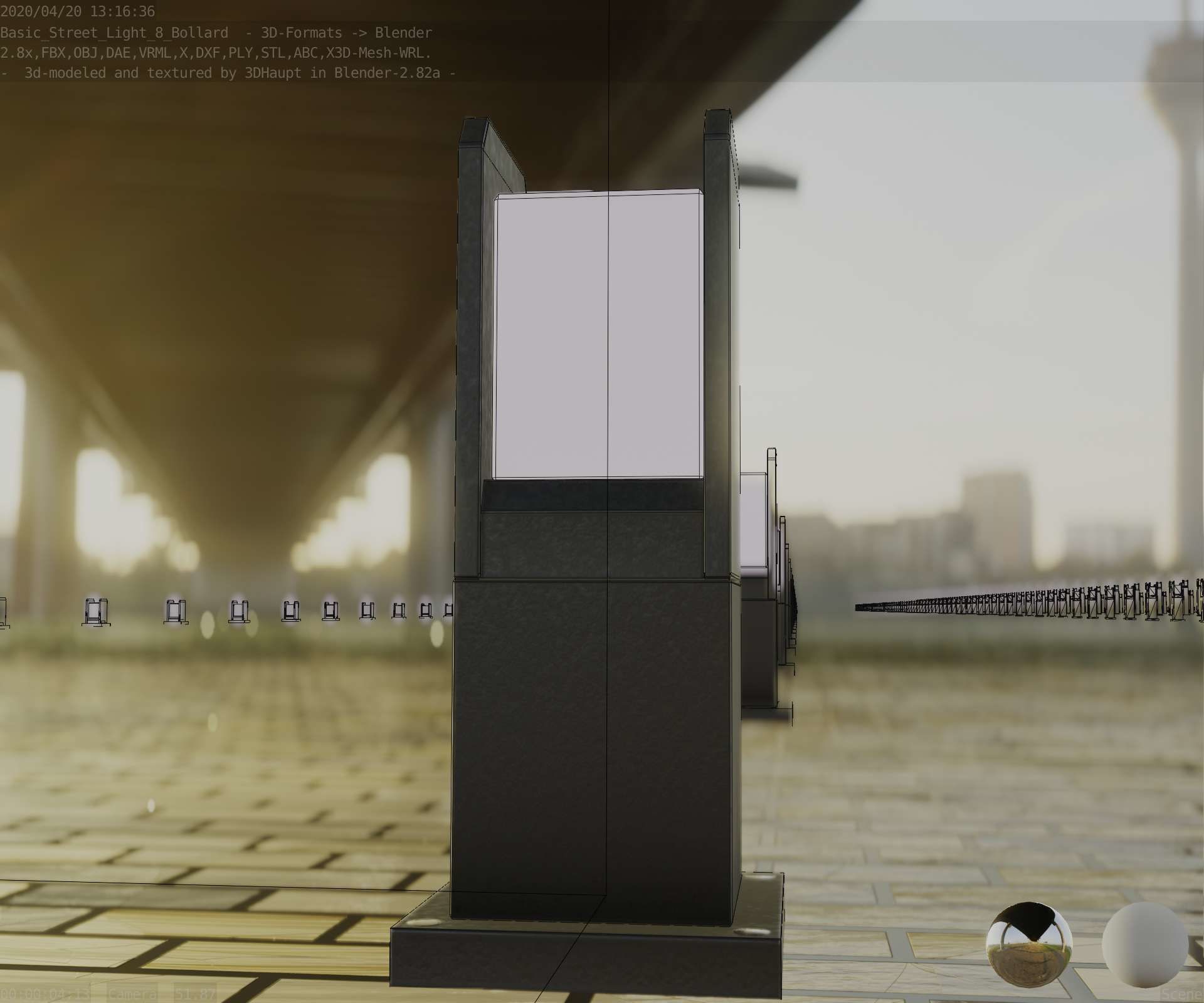 Street Light 8 Bollard 350mm Basic Version 1 Low-poly 3D model_33