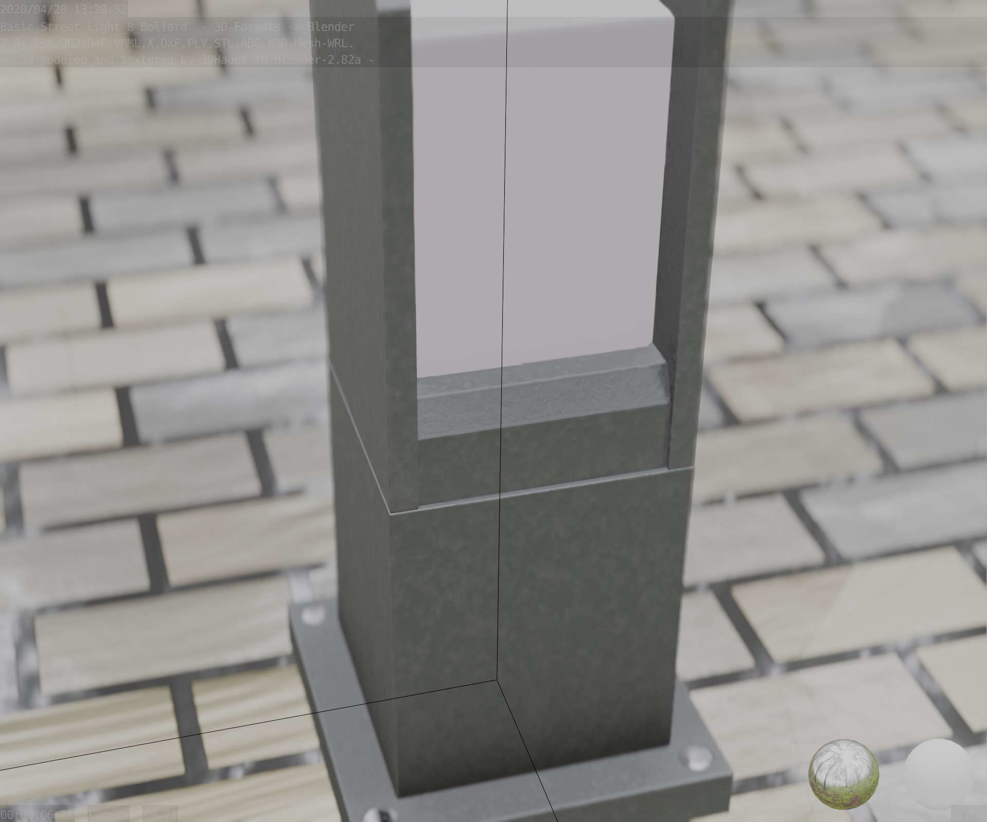 Street Light 8 Bollard 350mm Basic Version 1 Low-poly 3D model_85
