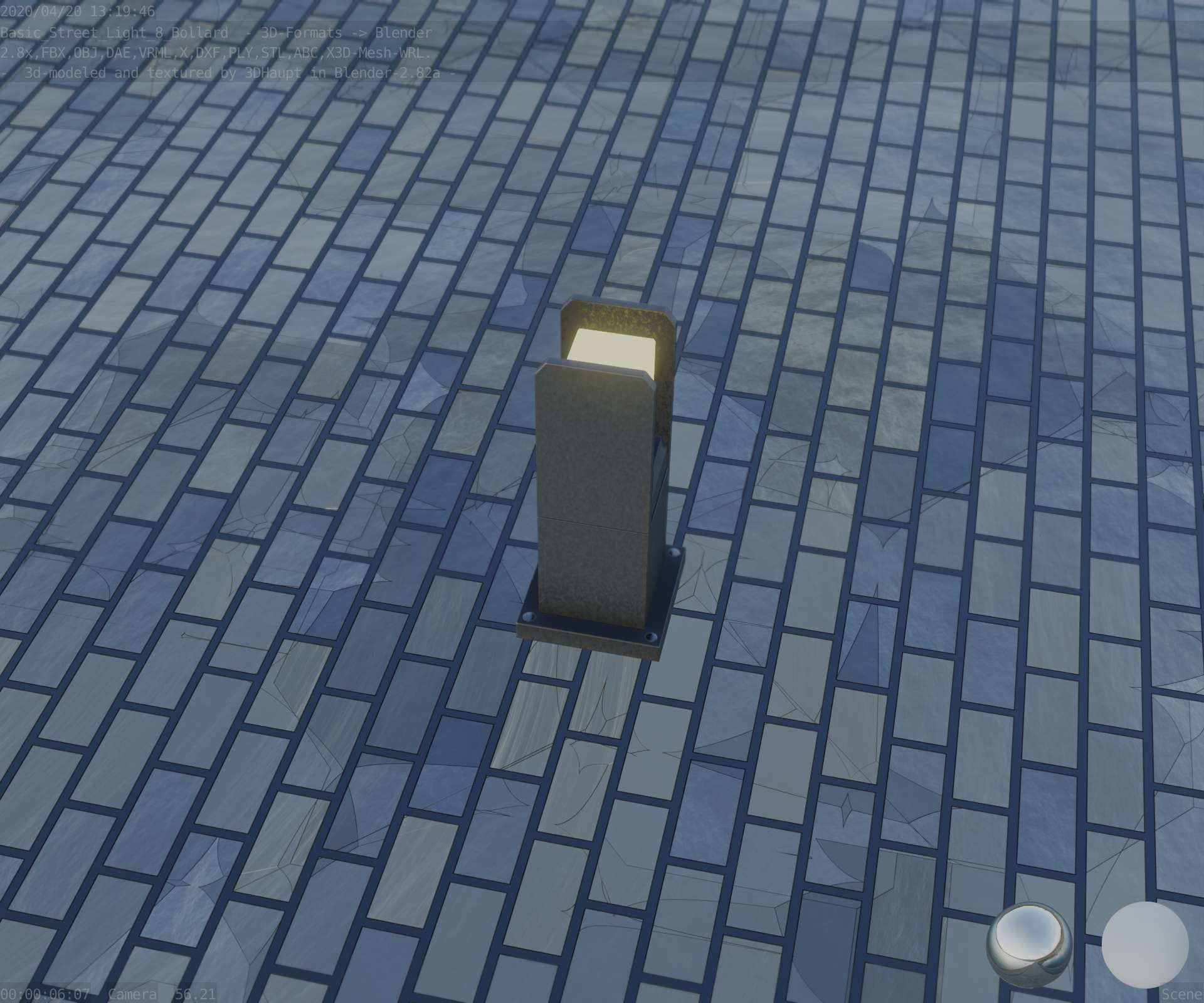 Street Light 8 Bollard 350mm Basic Version 1 Low-poly 3D model_74