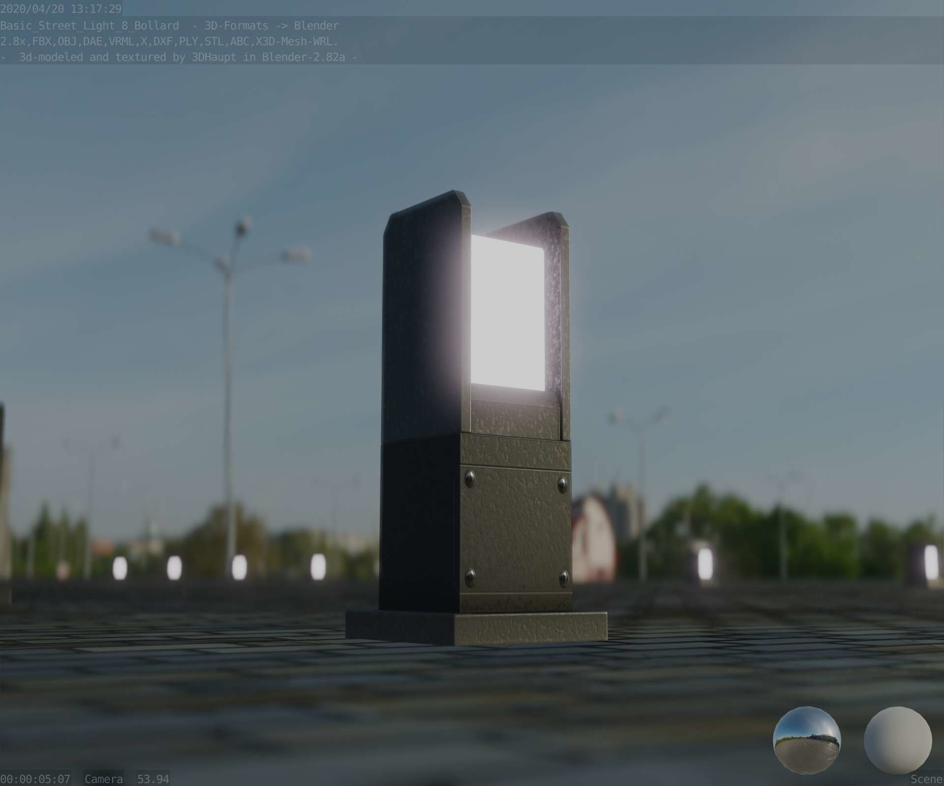 Street Light 8 Bollard 350mm Basic Version 1 Low-poly 3D model_50