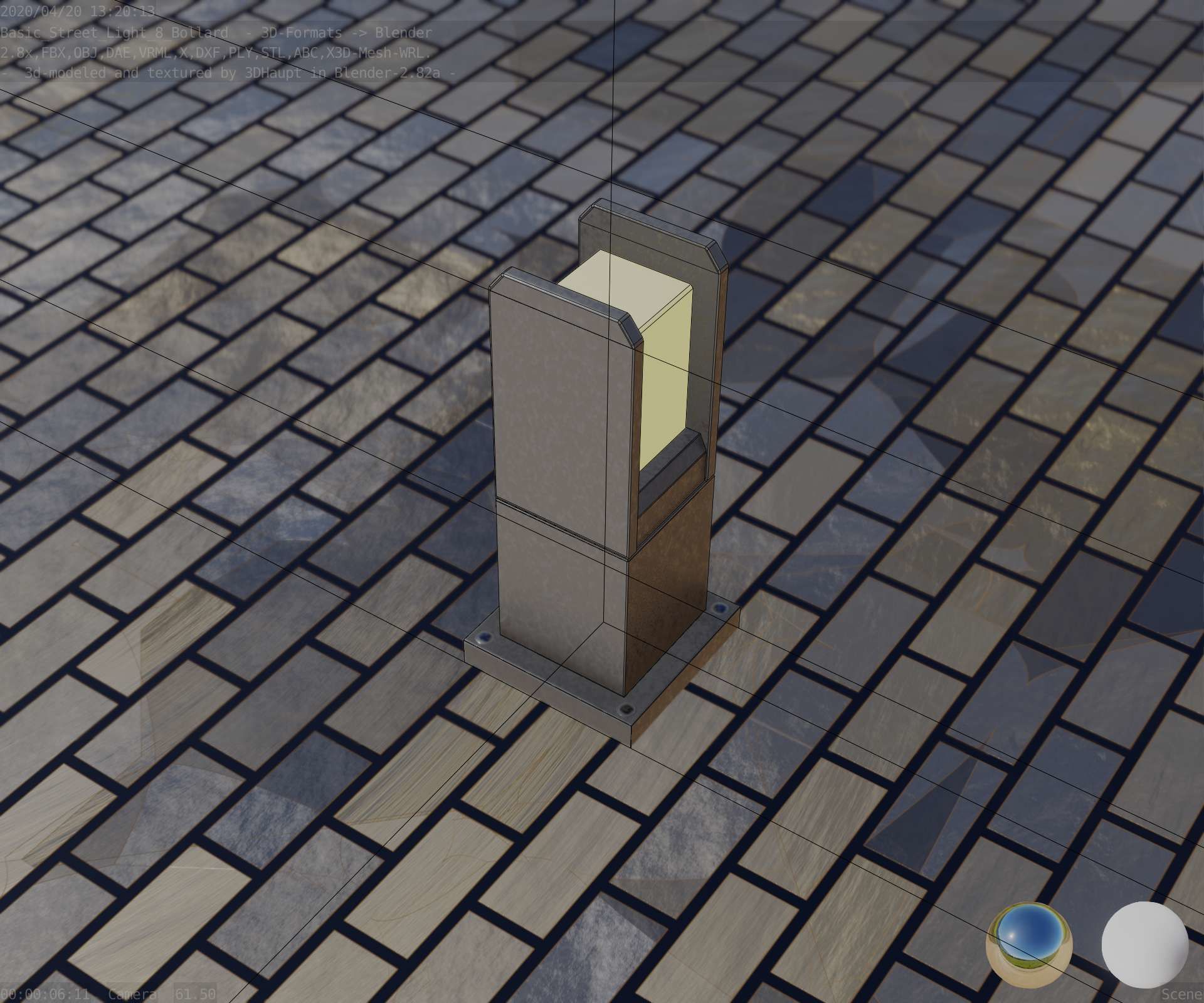 Street Light 8 Bollard 350mm Basic Version 1 Low-poly 3D model_78