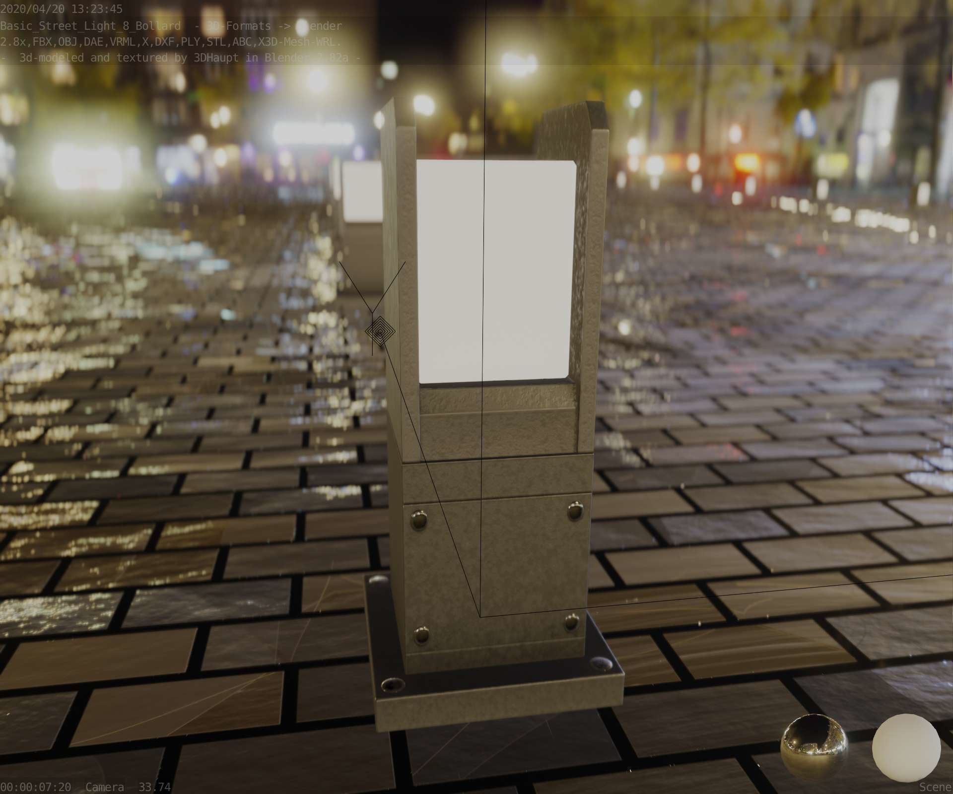 Street Light 8 Bollard 350mm Basic Version 1 Low-poly 3D model_16