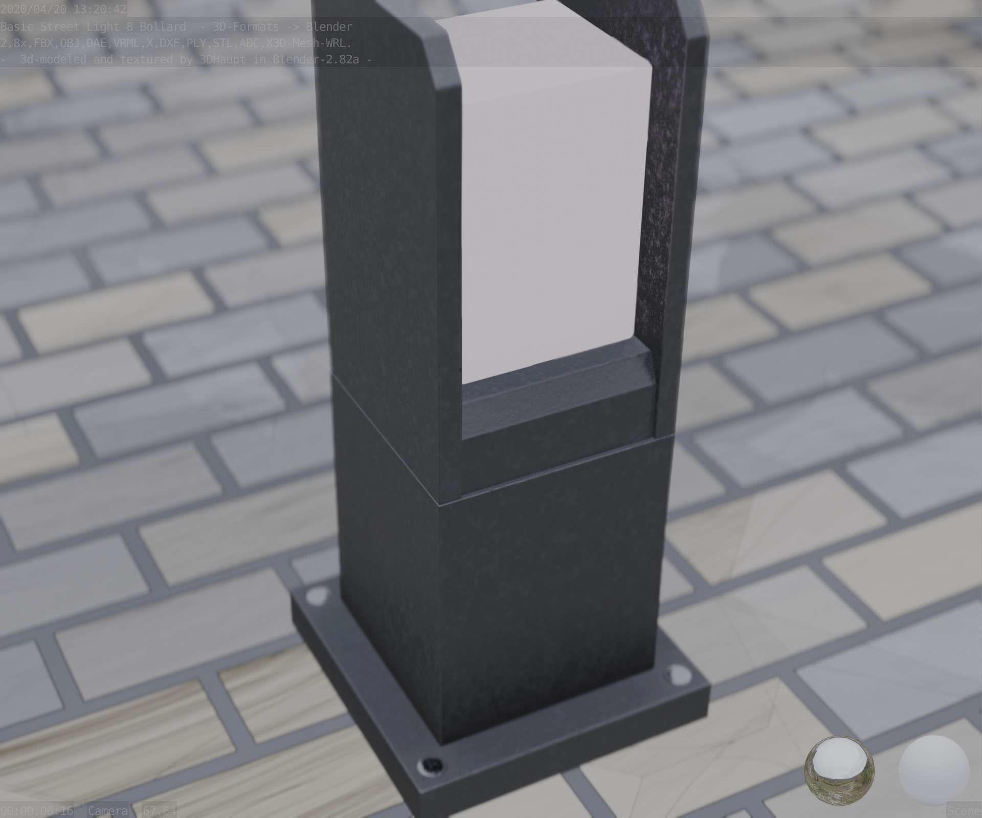 Street Light 8 Bollard 350mm Basic Version 1 Low-poly 3D model_83