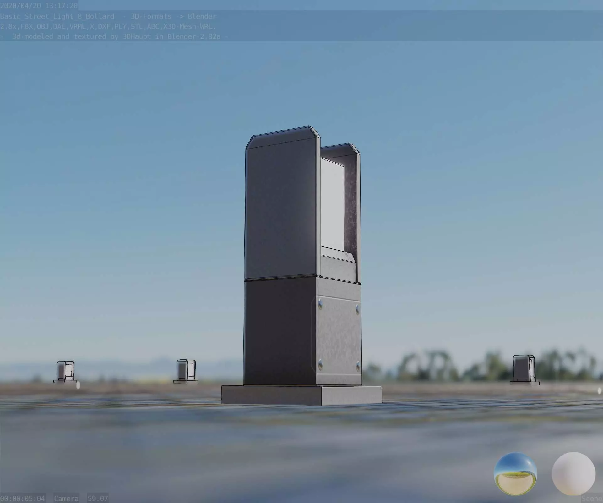 Street Light 8 Bollard 350mm Basic Version 1 Low-poly 3D model_0