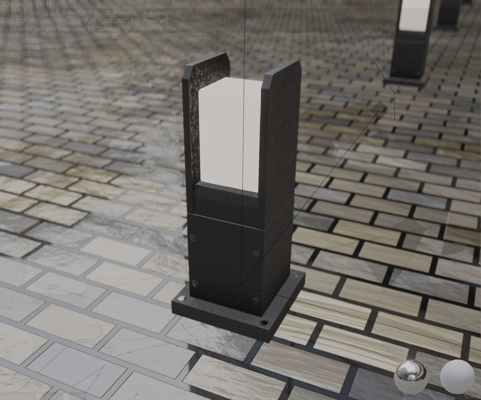 Street Light 8 Bollard 350mm Basic Version 1 Low-poly 3D model_60