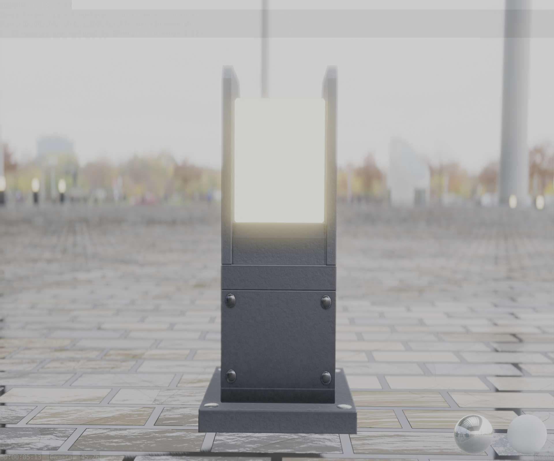 Street Light 8 Bollard 350mm Basic Version 1 Low-poly 3D model_56