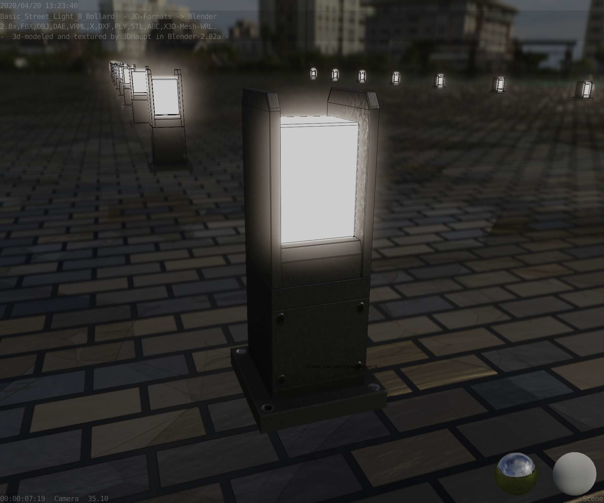 Street Light 8 Bollard 350mm Basic Version 1 Low-poly 3D model_15