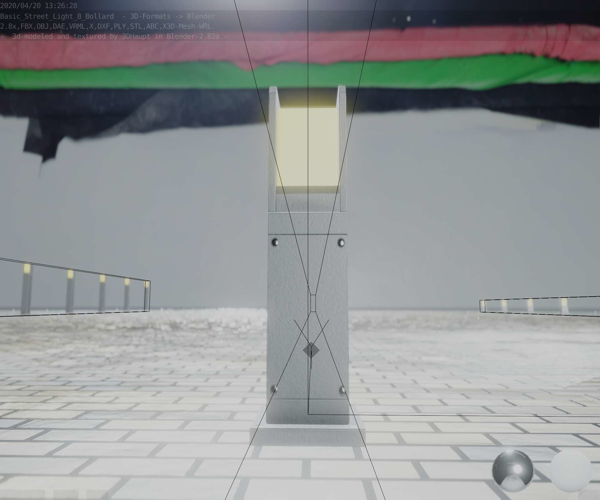 Street Light 8 Bollard 500mm Basic Version 1 Low-poly 3D model_4