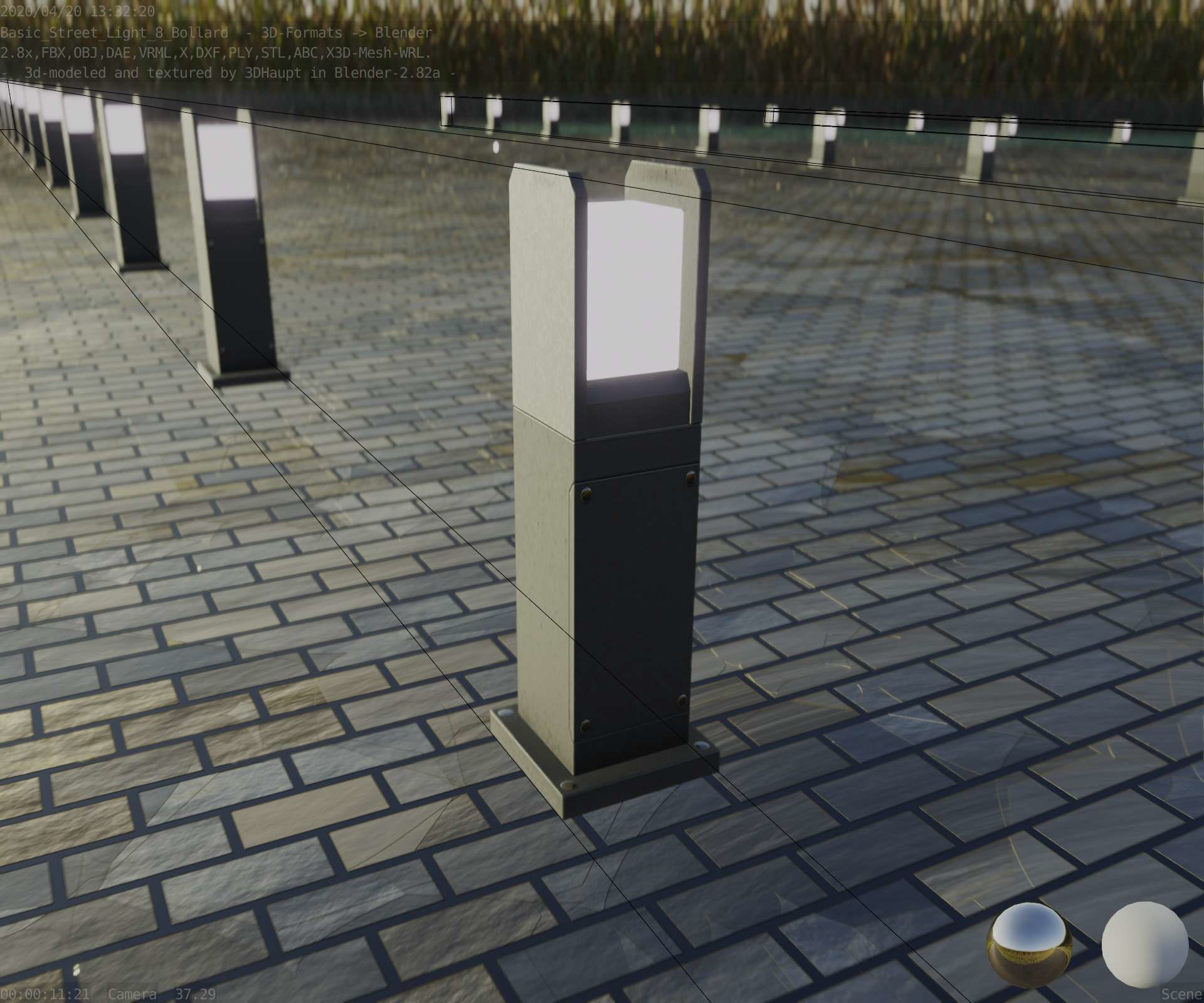 Street Light 8 Bollard 500mm Basic Version 1 Low-poly 3D model_85