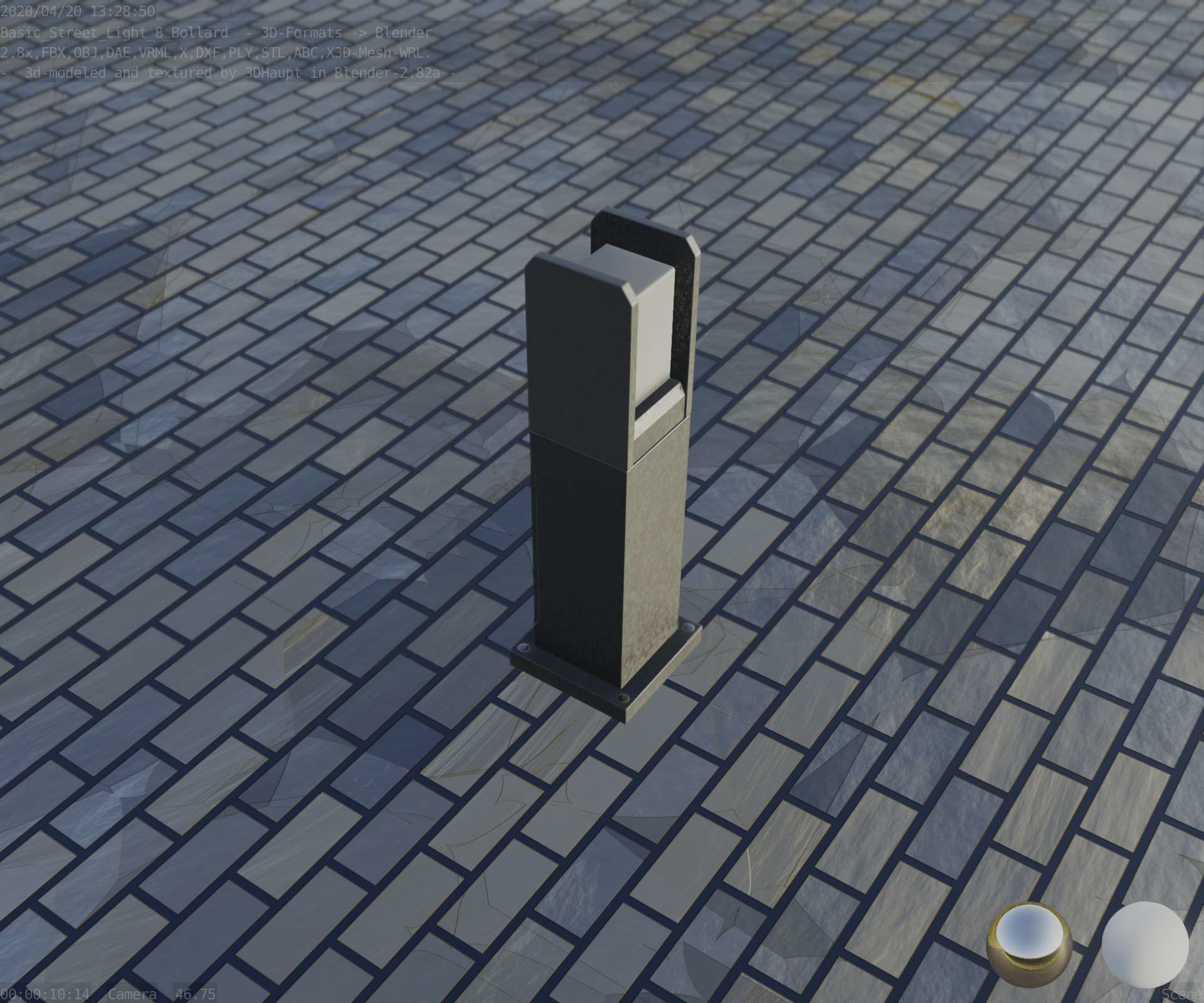 Street Light 8 Bollard 500mm Basic Version 1 Low-poly 3D model_54