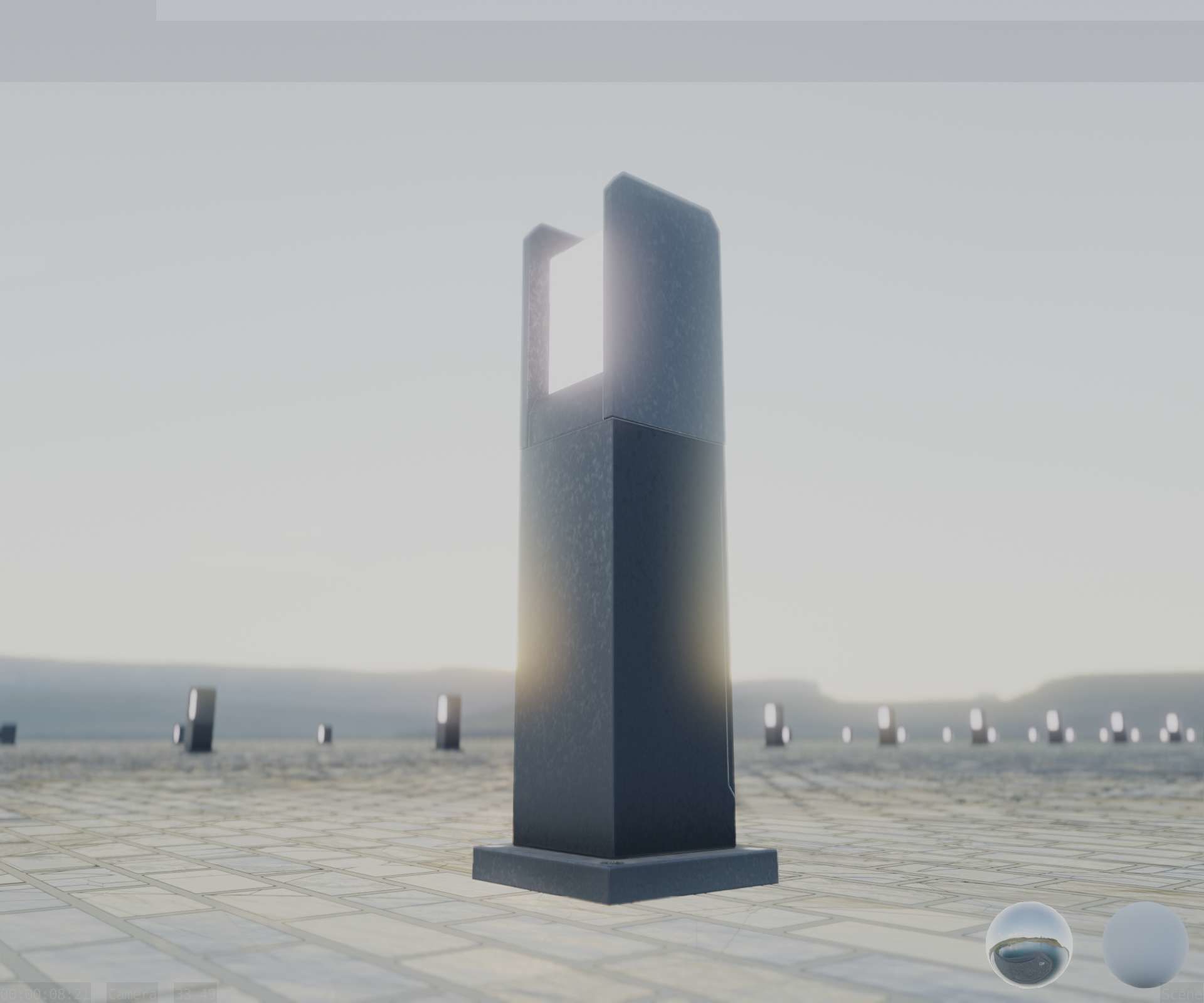 Street Light 8 Bollard 500mm Basic Version 1 Low-poly 3D model_8