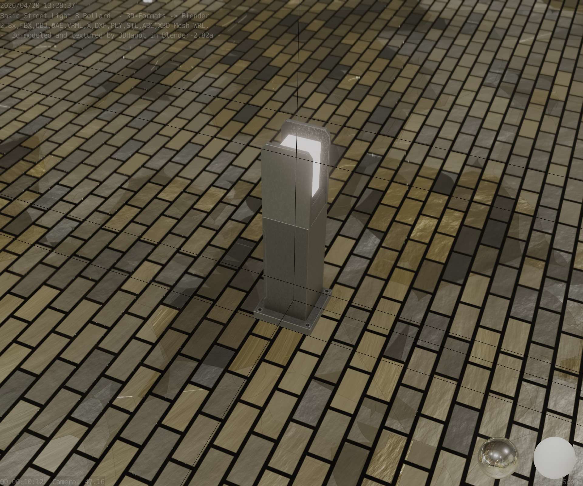 Street Light 8 Bollard 500mm Basic Version 1 Low-poly 3D model_52