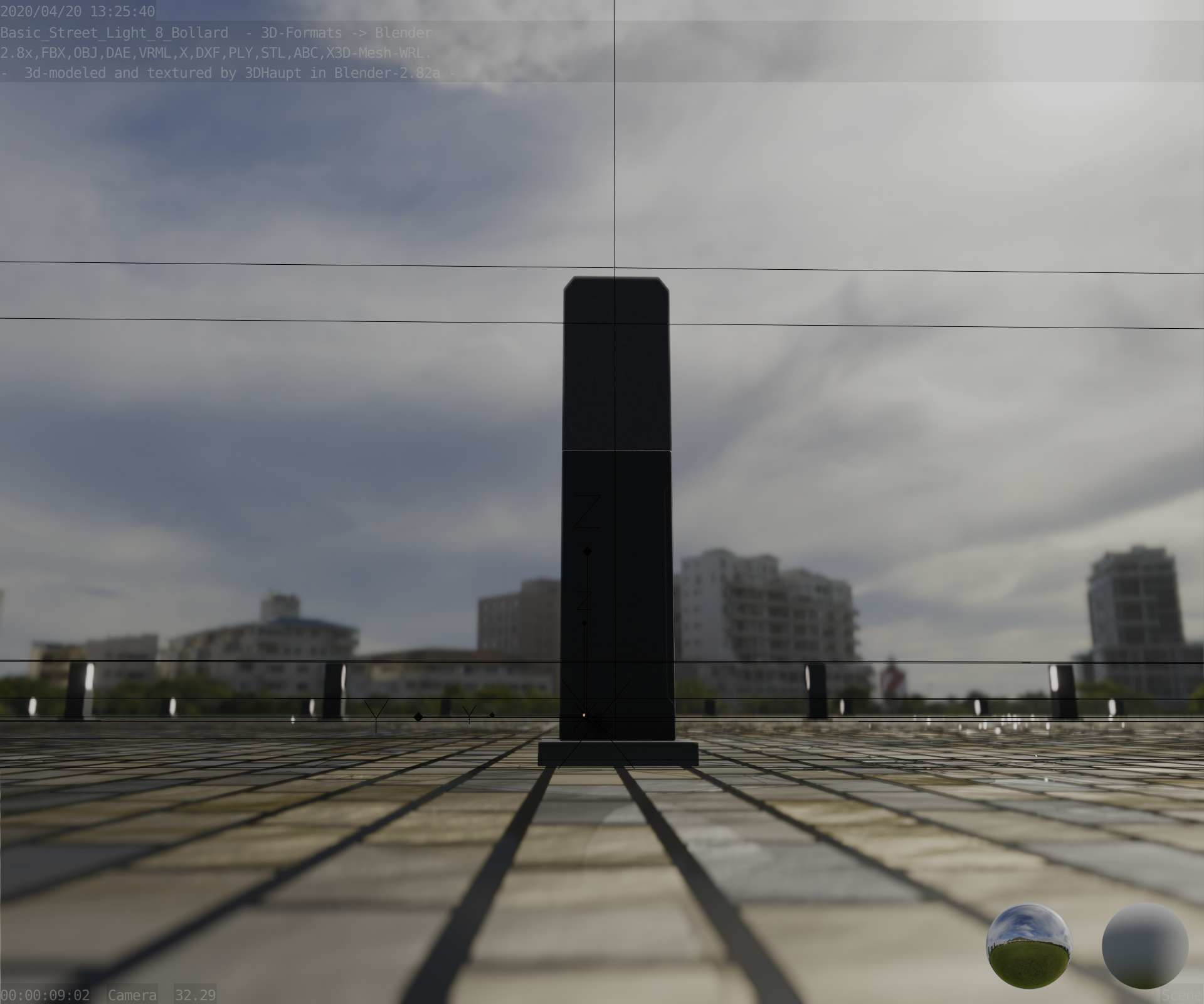 Street Light 8 Bollard 500mm Basic Version 1 Low-poly 3D model_25