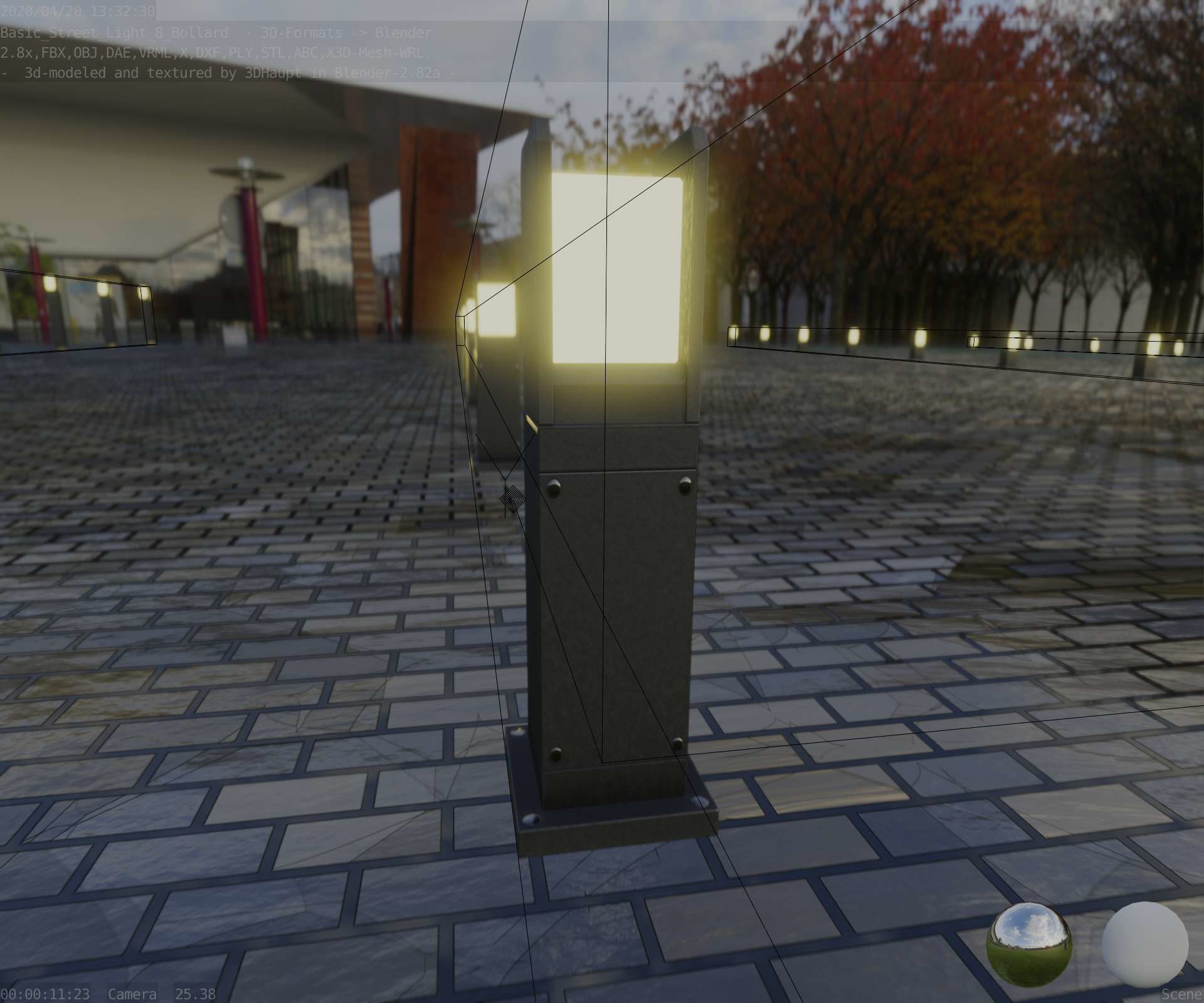 Street Light 8 Bollard 500mm Basic Version 1 Low-poly 3D model_87
