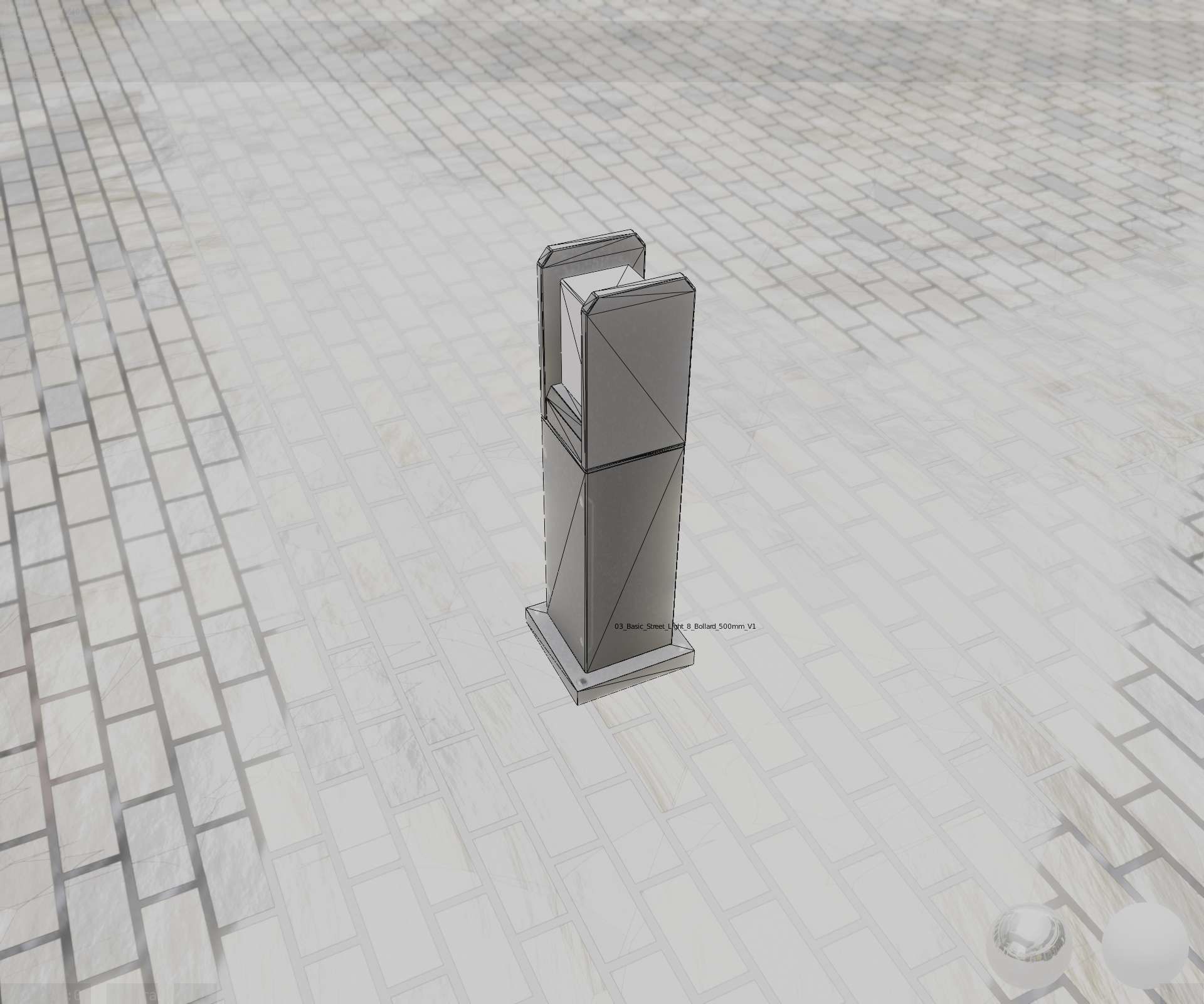 Street Light 8 Bollard 500mm Basic Version 1 Low-poly 3D model_43