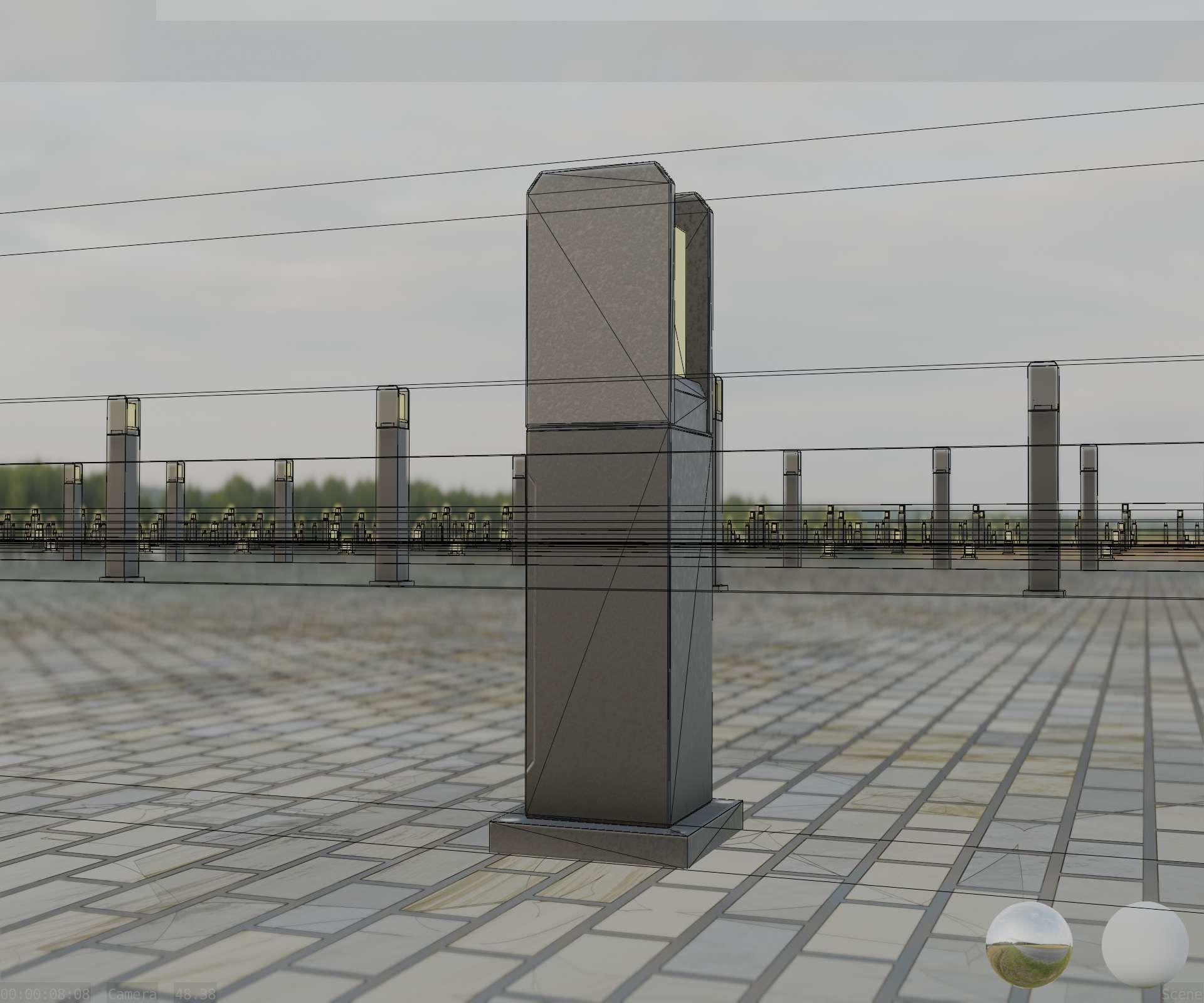 Street Light 8 Bollard 500mm Basic Version 1 Low-poly 3D model_10