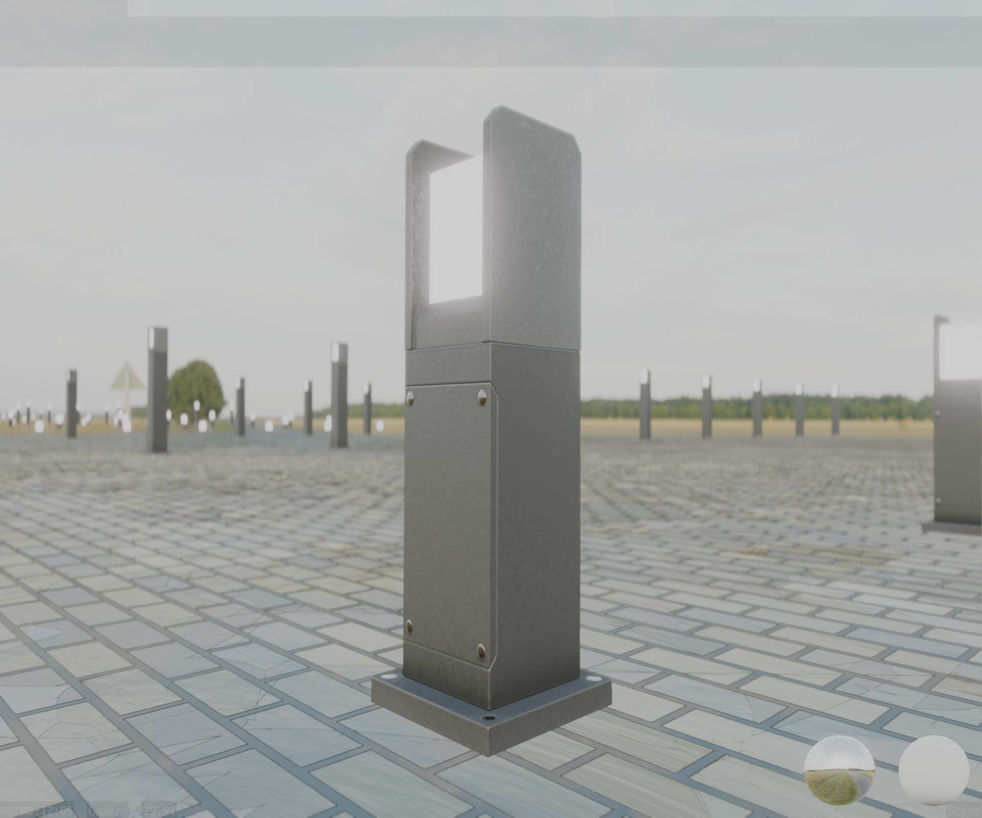 Street Light 8 Bollard 500mm Basic Version 1 Low-poly 3D model_93