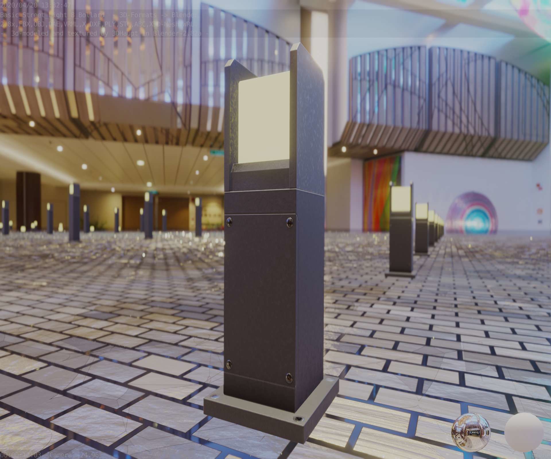 Street Light 8 Bollard 500mm Basic Version 1 Low-poly 3D model_91