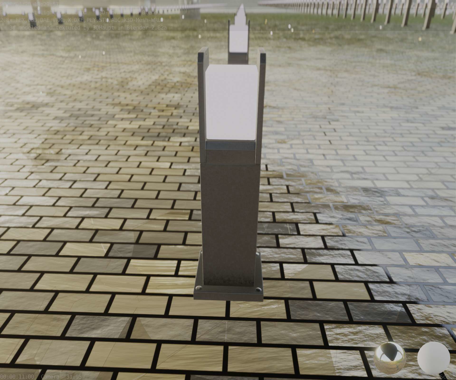 Street Light 8 Bollard 500mm Basic Version 1 Low-poly 3D model_64