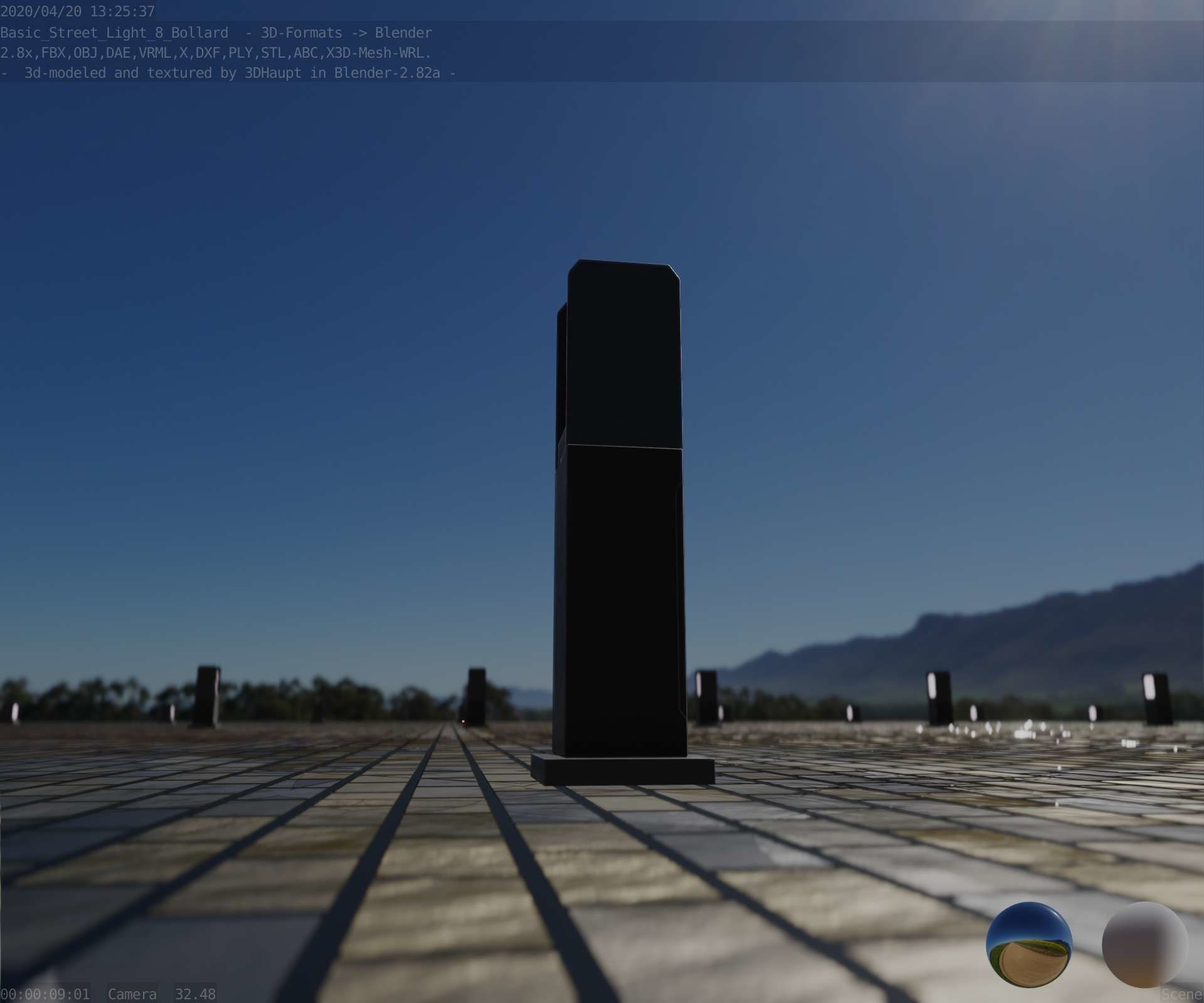 Street Light 8 Bollard 500mm Basic Version 1 Low-poly 3D model_24