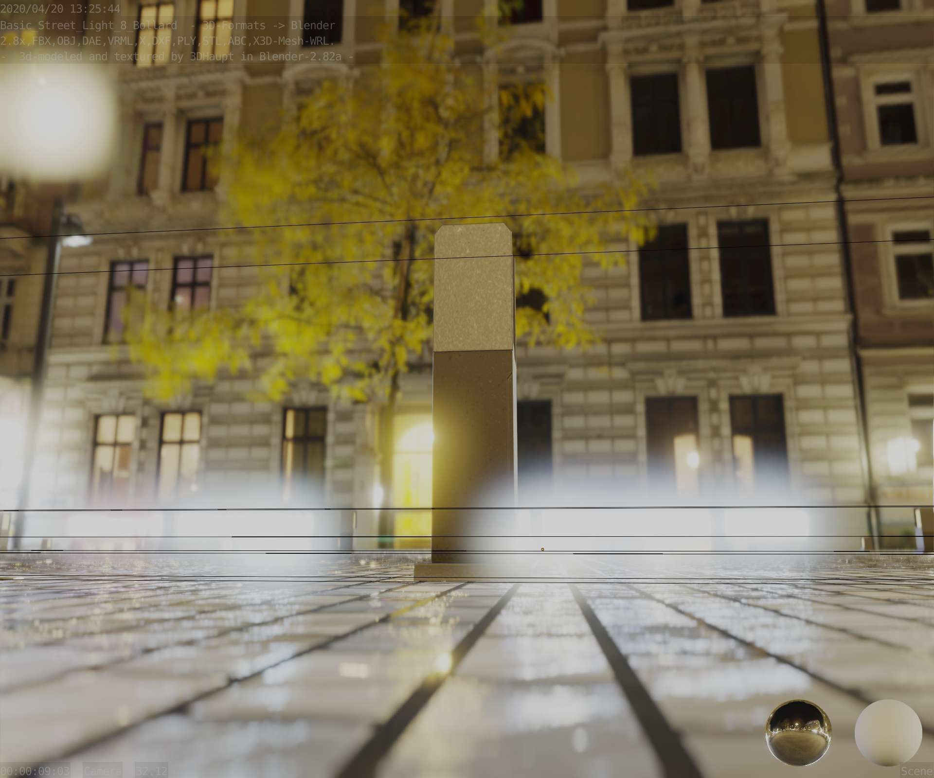 Street Light 8 Bollard 500mm Basic Version 1 Low-poly 3D model_26