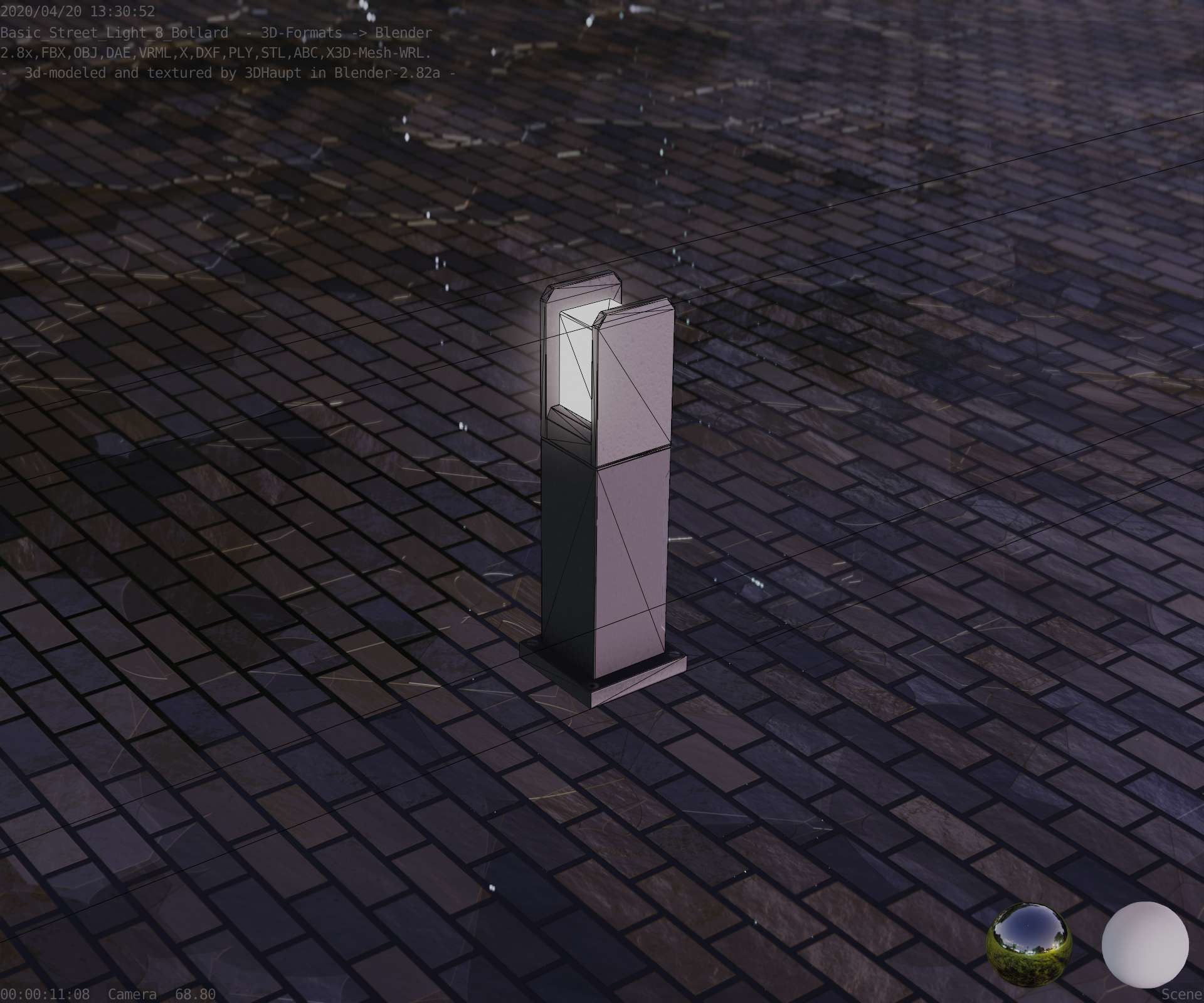 Street Light 8 Bollard 500mm Basic Version 1 Low-poly 3D model_72