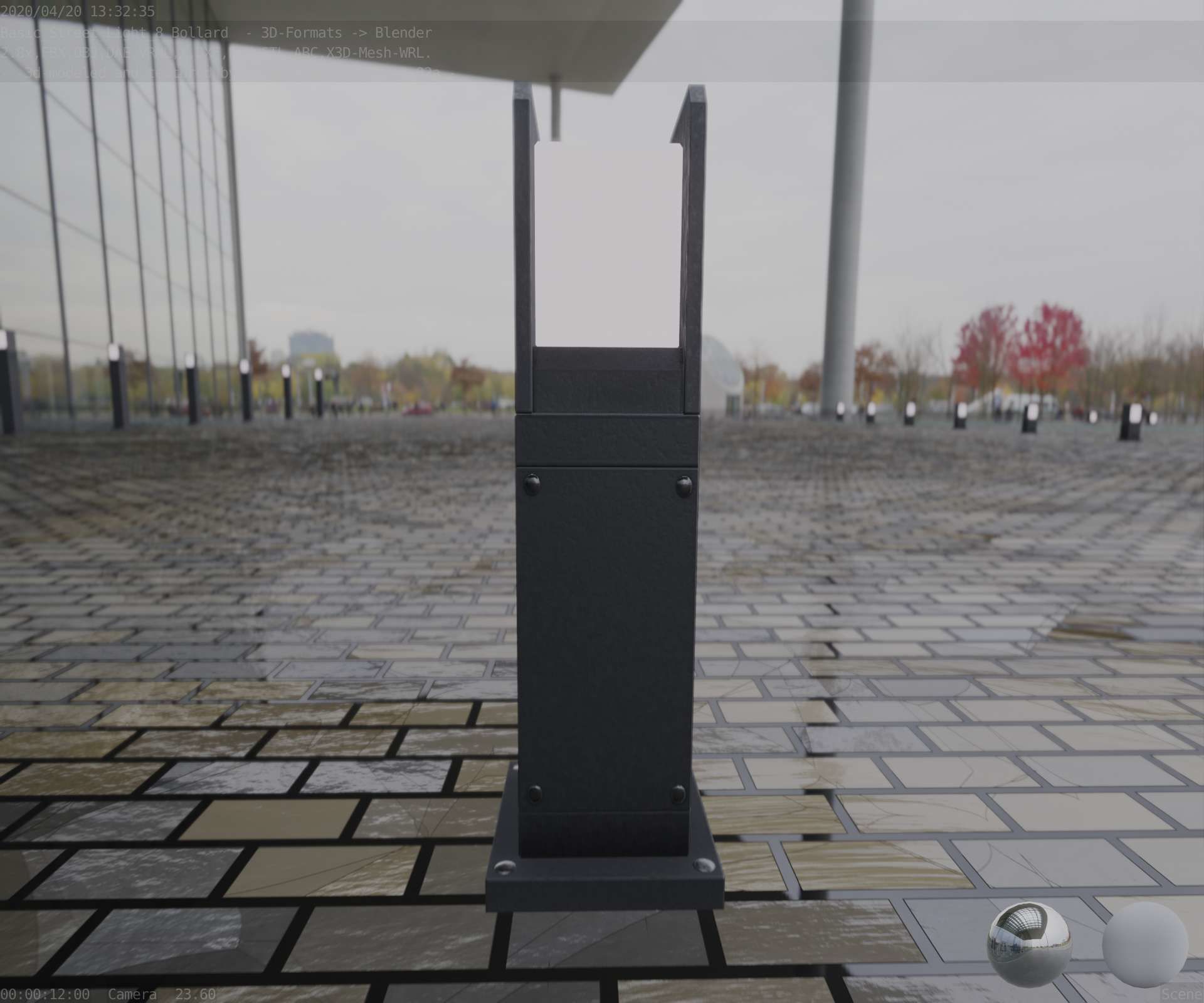 Street Light 8 Bollard 500mm Basic Version 1 Low-poly 3D model_88