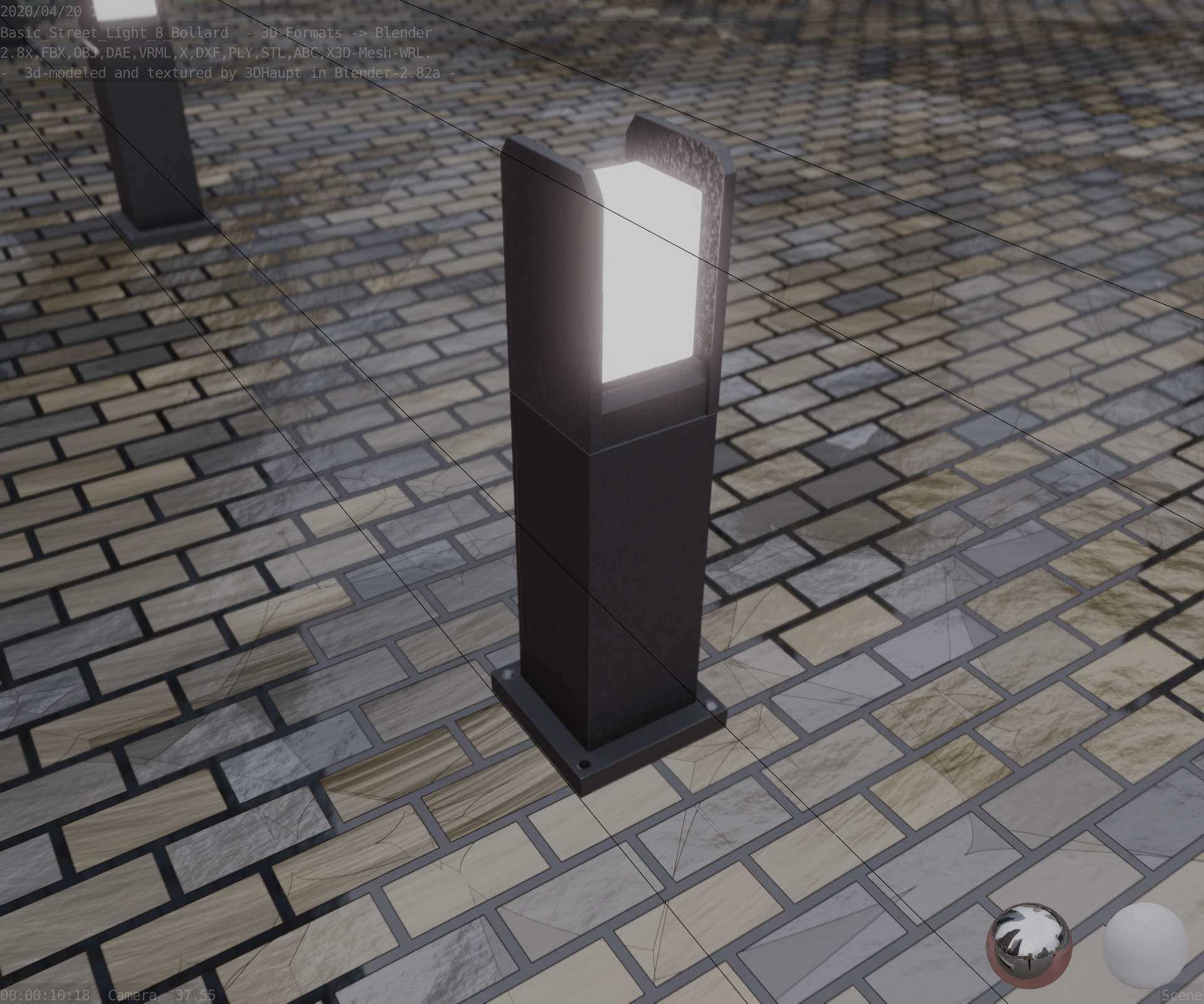 Street Light 8 Bollard 500mm Basic Version 1 Low-poly 3D model_58