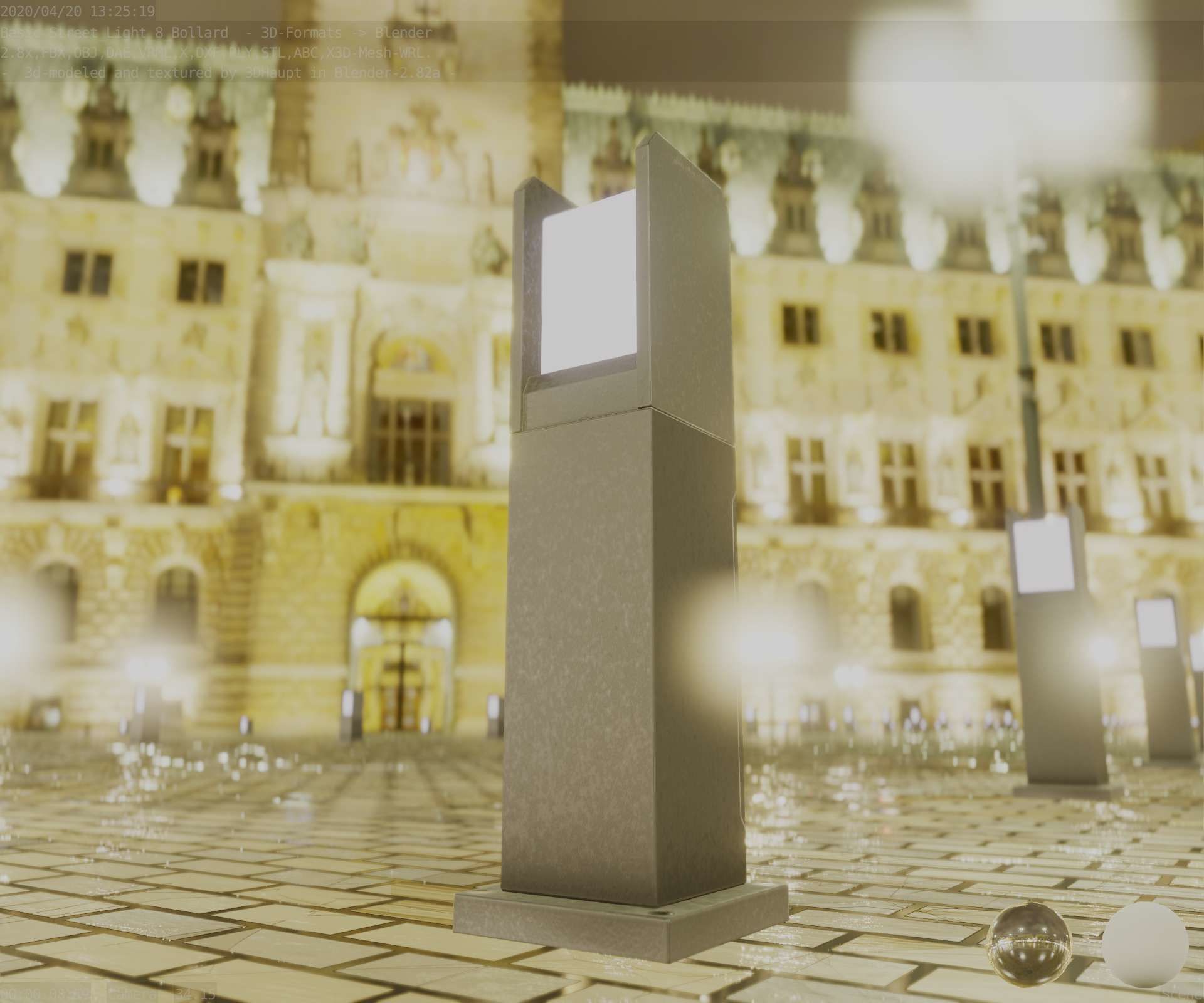 Street Light 8 Bollard 500mm Basic Version 1 Low-poly 3D model_20