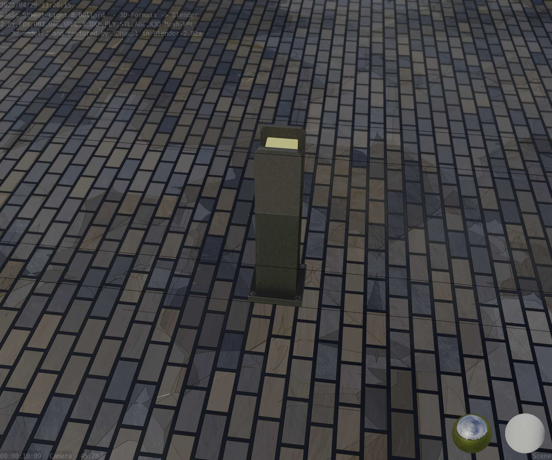 Street Light 8 Bollard 500mm Basic Version 1 Low-poly 3D model_49