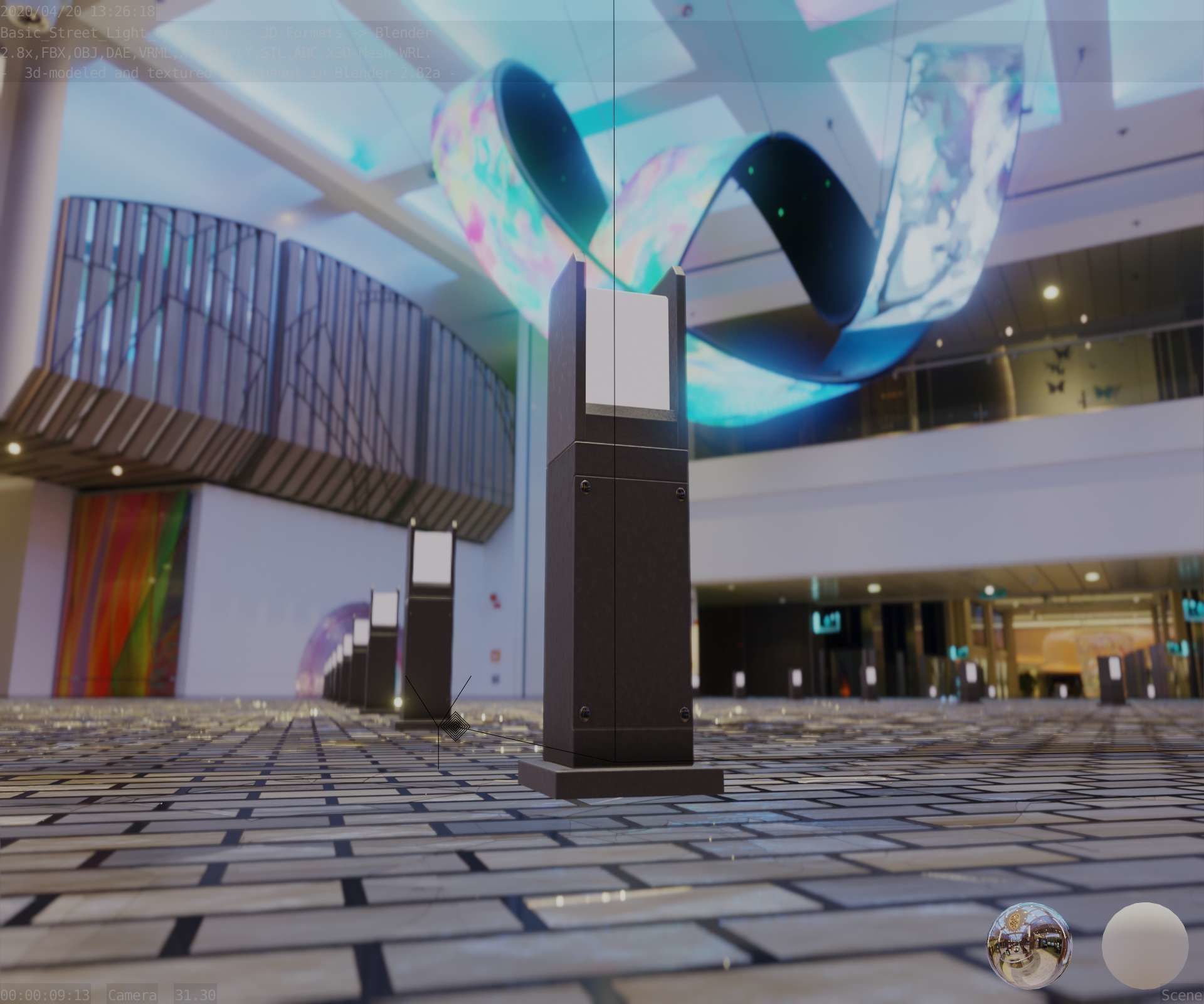 Street Light 8 Bollard 500mm Basic Version 1 Low-poly 3D model_3