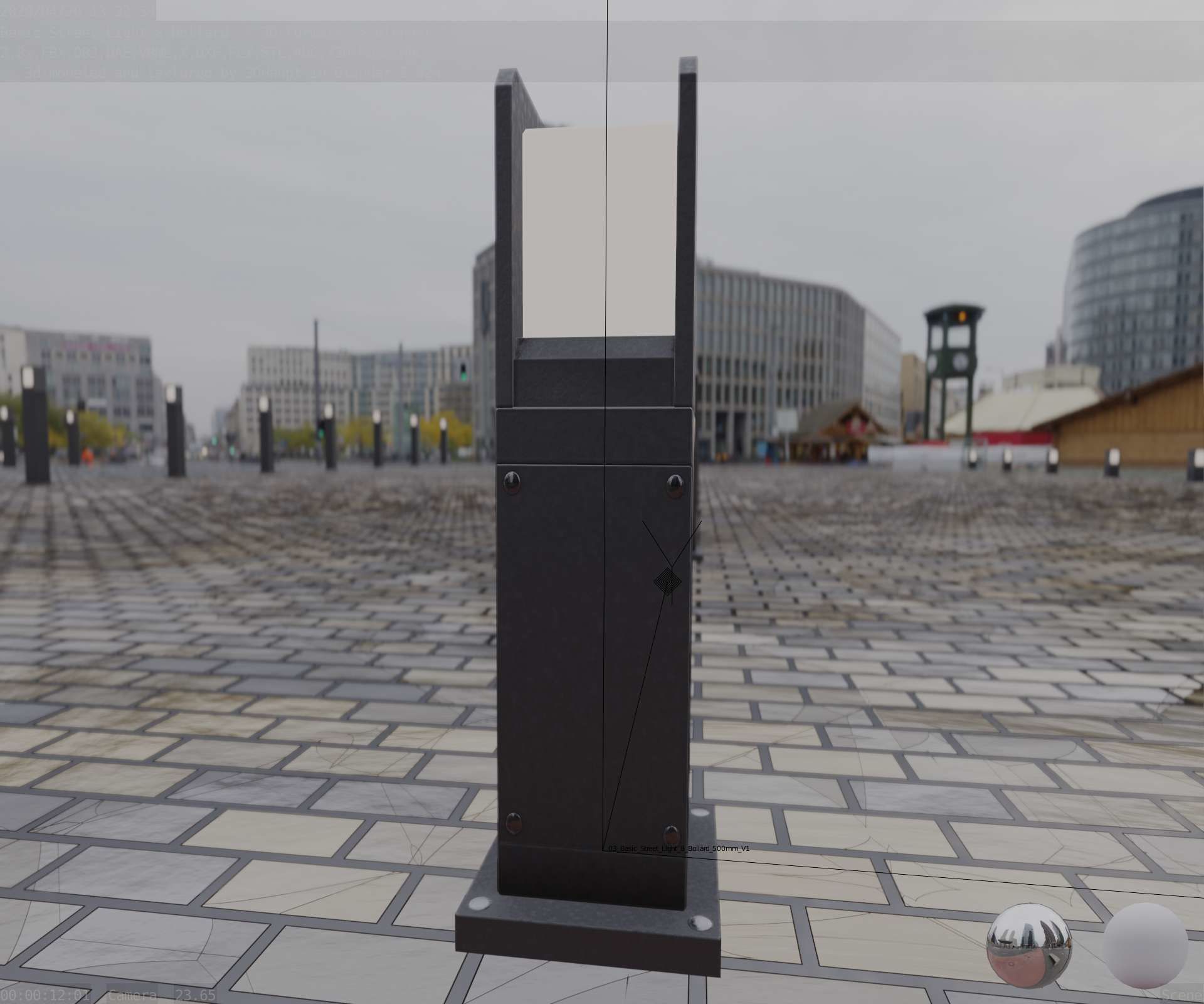 Street Light 8 Bollard 500mm Basic Version 1 Low-poly 3D model_89