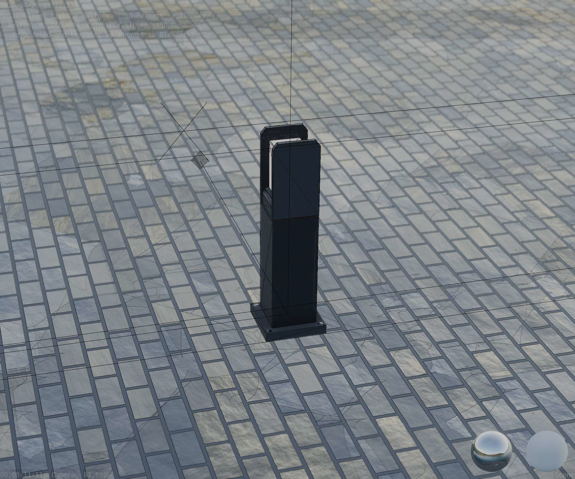 Street Light 8 Bollard 500mm Basic Version 1 Low-poly 3D model_75