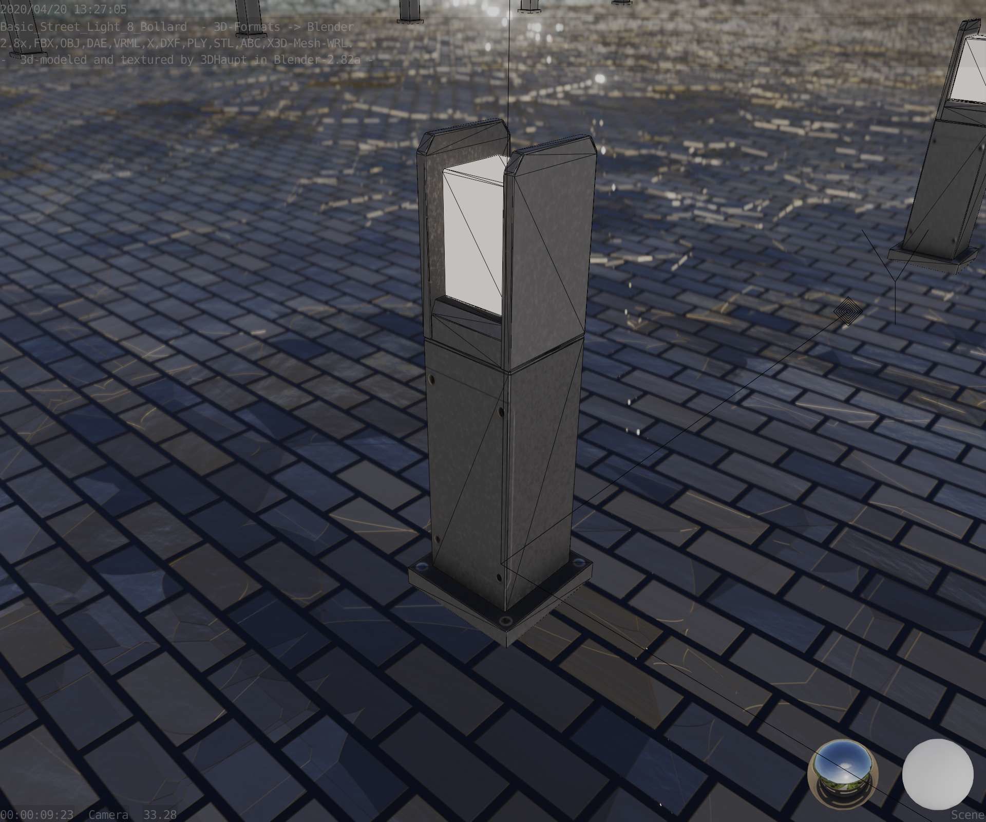 Street Light 8 Bollard 500mm Basic Version 1 Low-poly 3D model_39