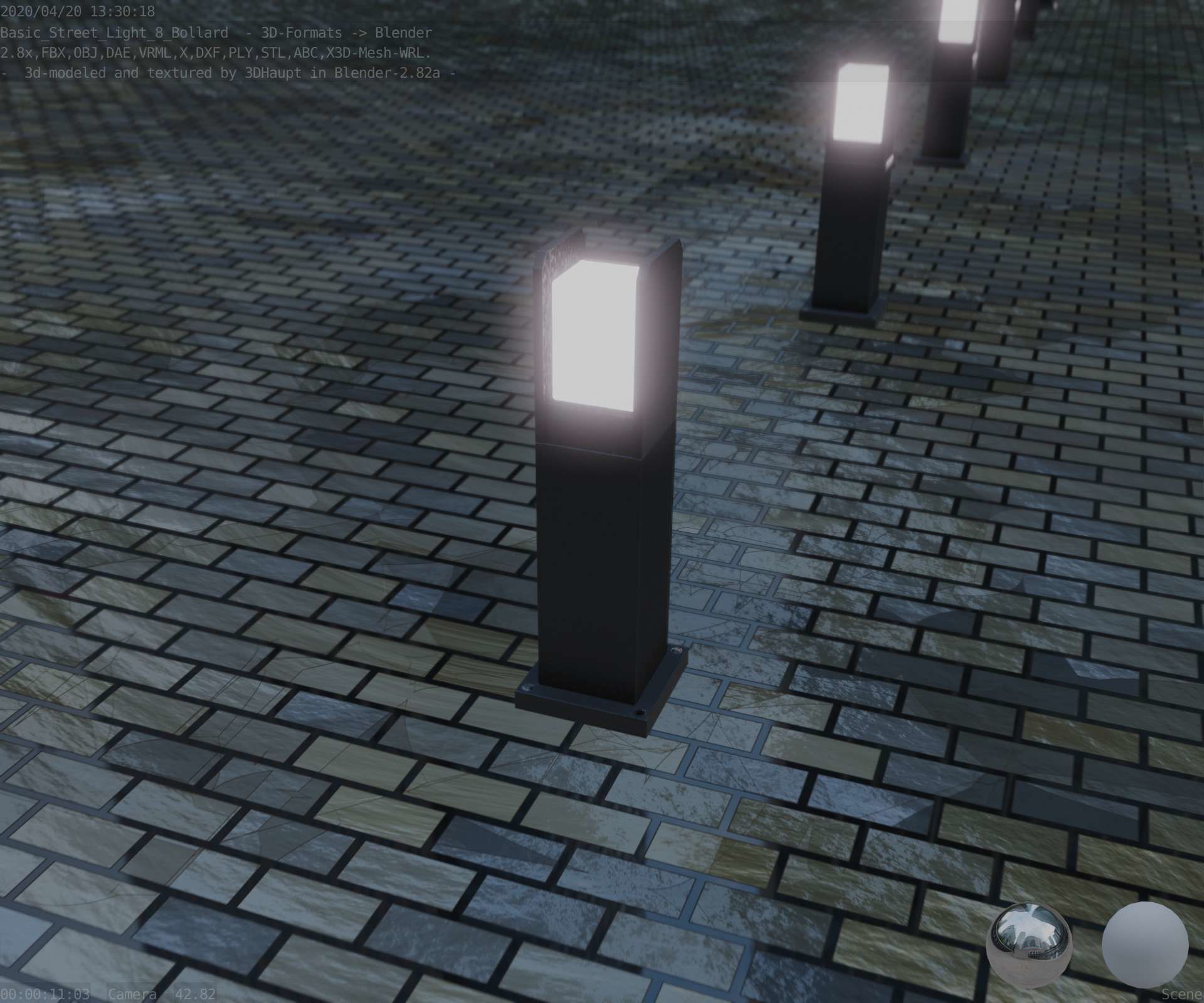 Street Light 8 Bollard 500mm Basic Version 1 Low-poly 3D model_67