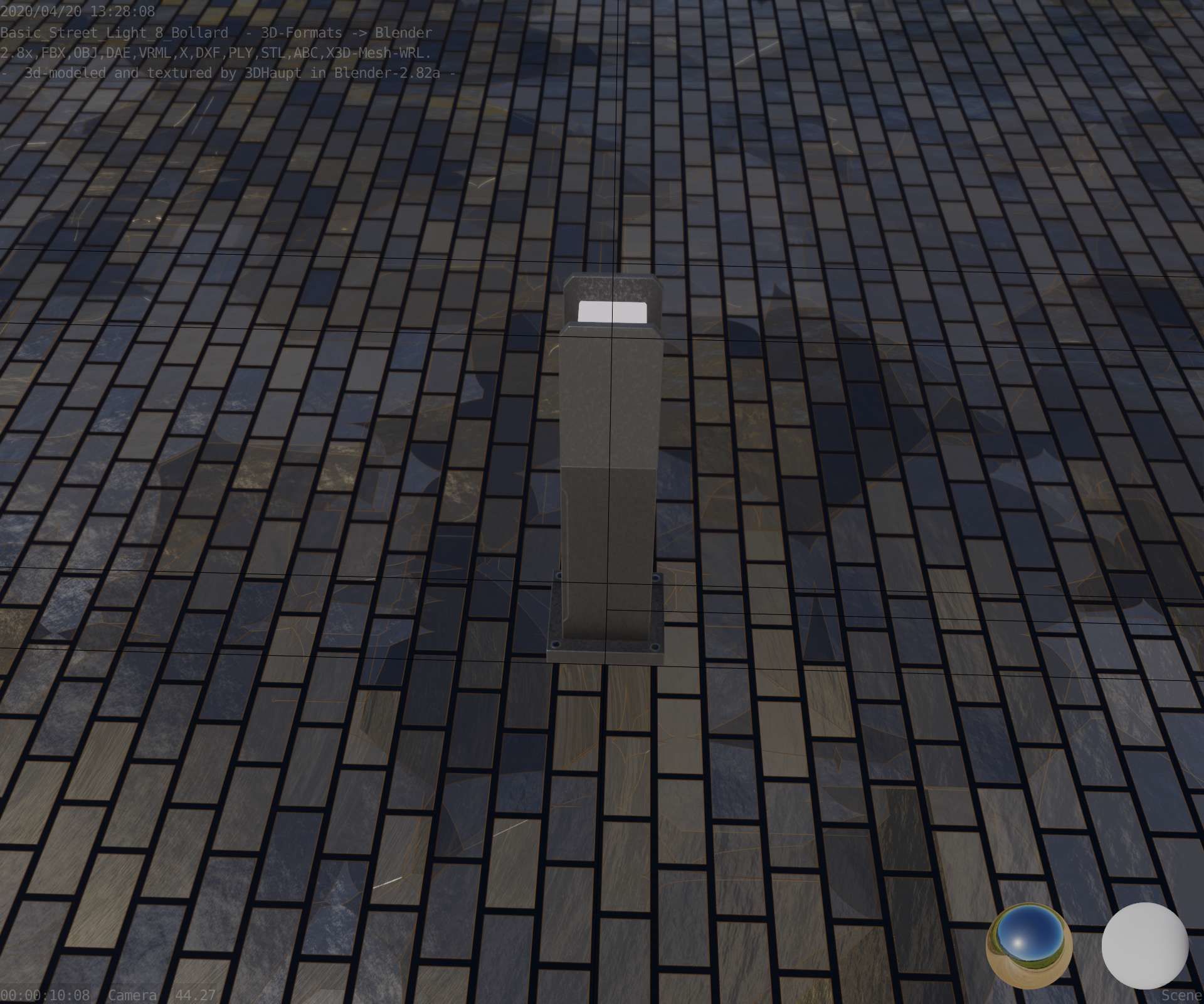 Street Light 8 Bollard 500mm Basic Version 1 Low-poly 3D model_48