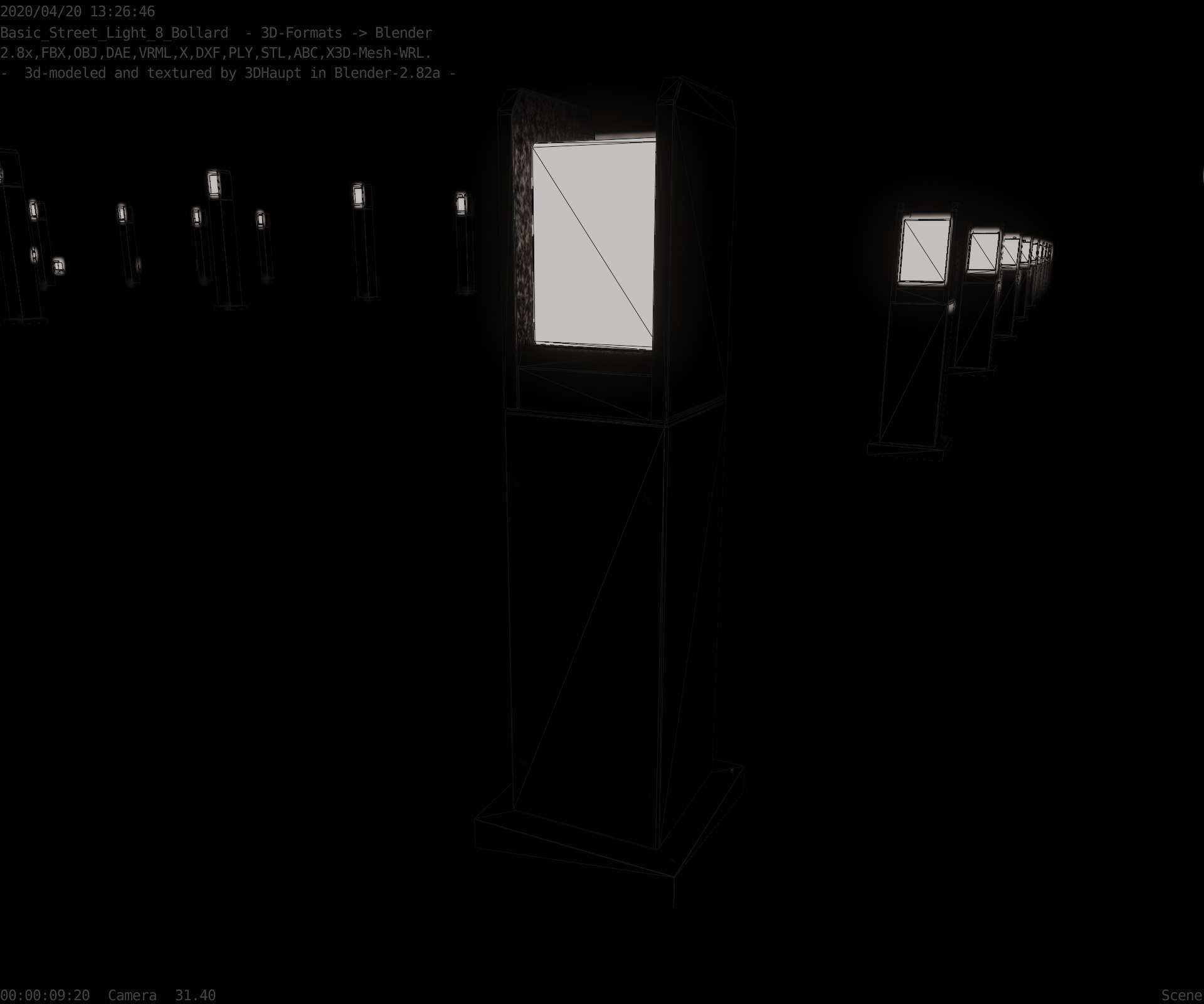 Street Light 8 Bollard 500mm Basic Version 1 Low-poly 3D model_36