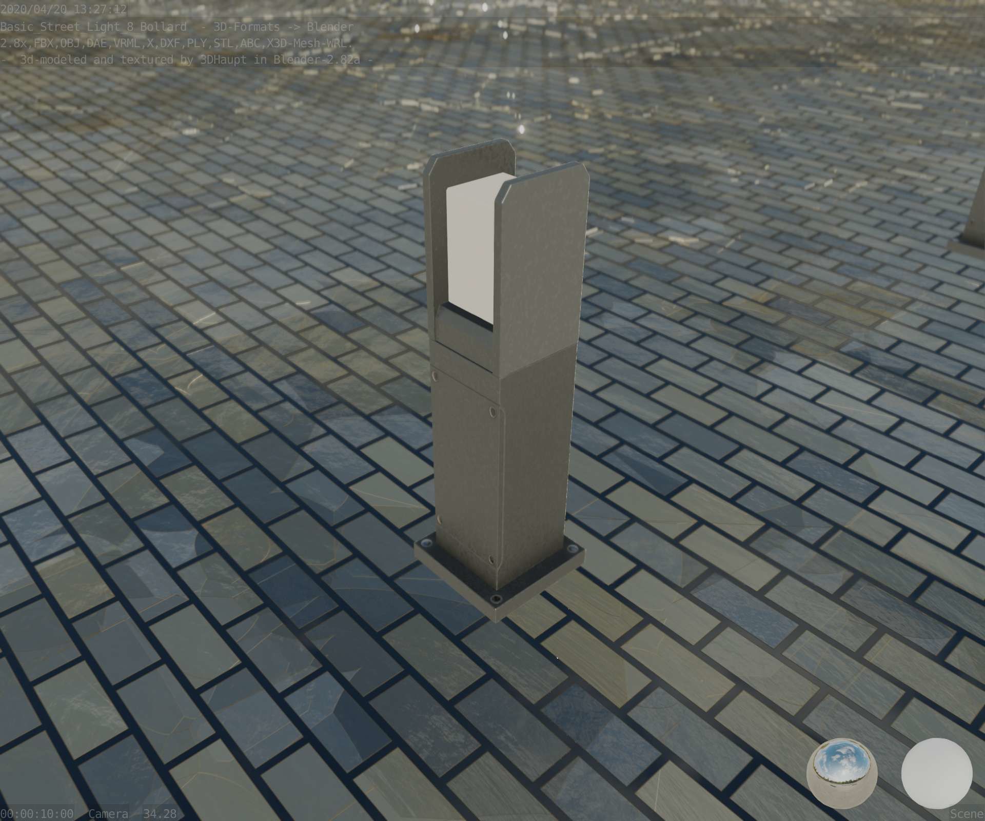 Street Light 8 Bollard 500mm Basic Version 1 Low-poly 3D model_40