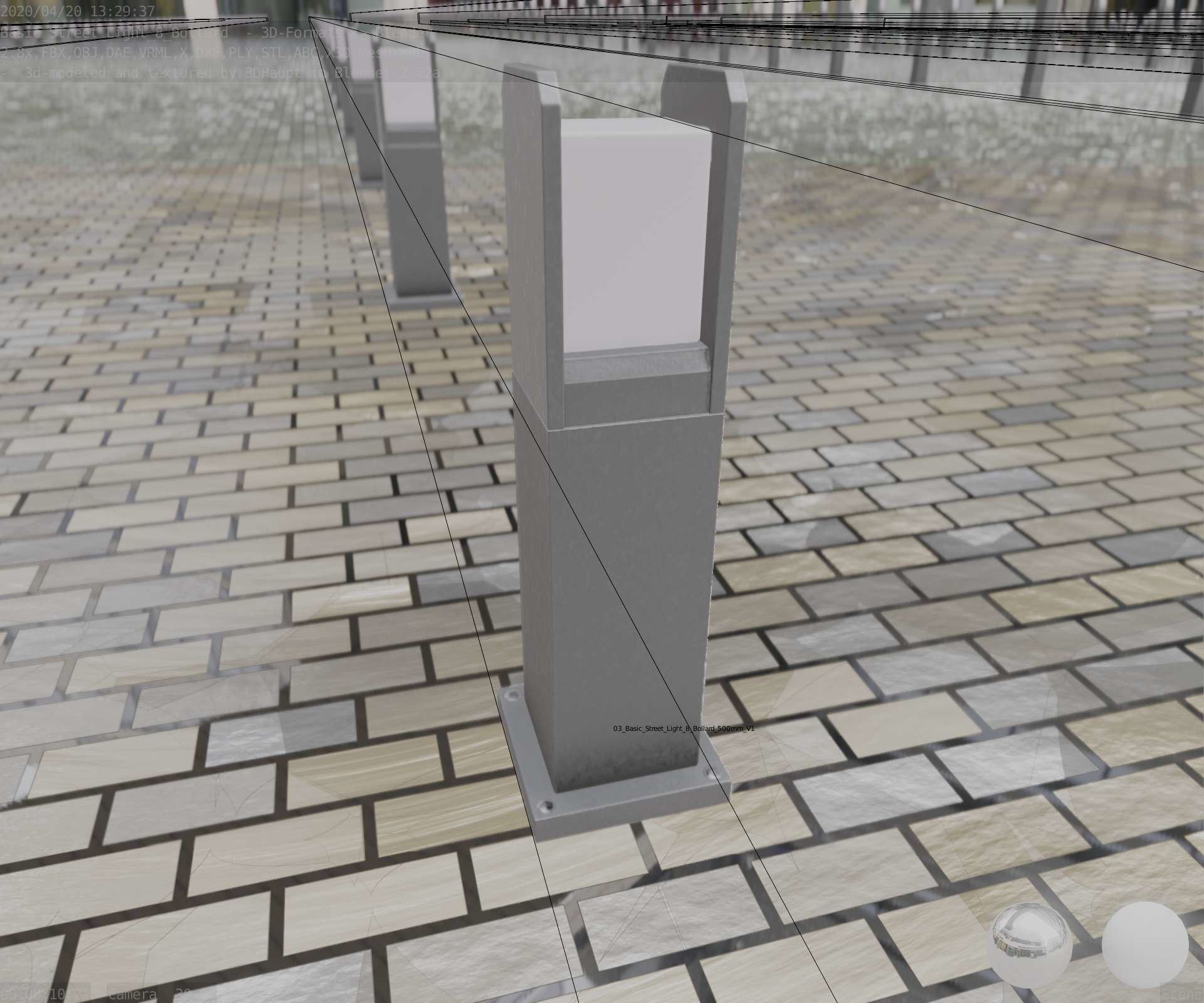 Street Light 8 Bollard 500mm Basic Version 1 Low-poly 3D model_61