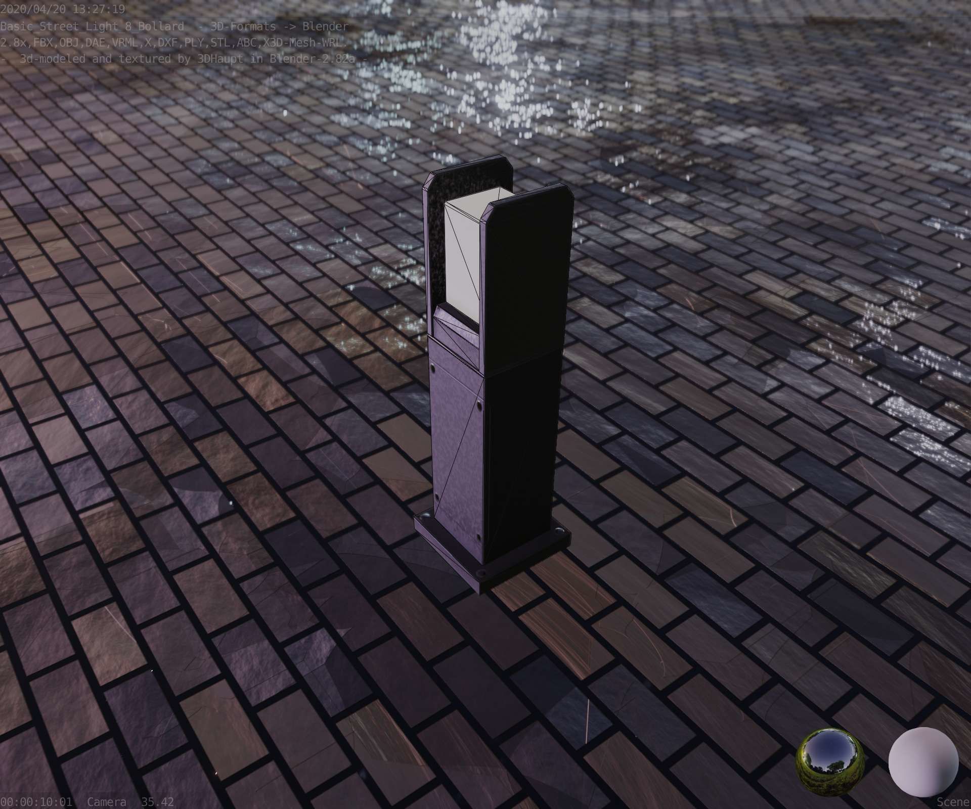 Street Light 8 Bollard 500mm Basic Version 1 Low-poly 3D model_41
