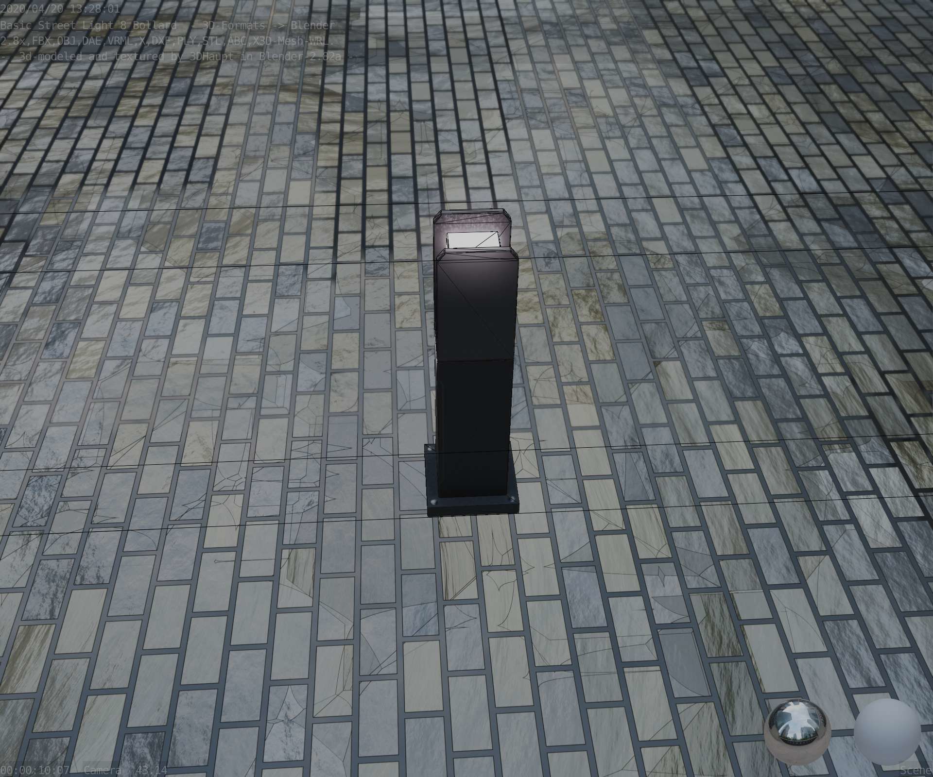 Street Light 8 Bollard 500mm Basic Version 1 Low-poly 3D model_47