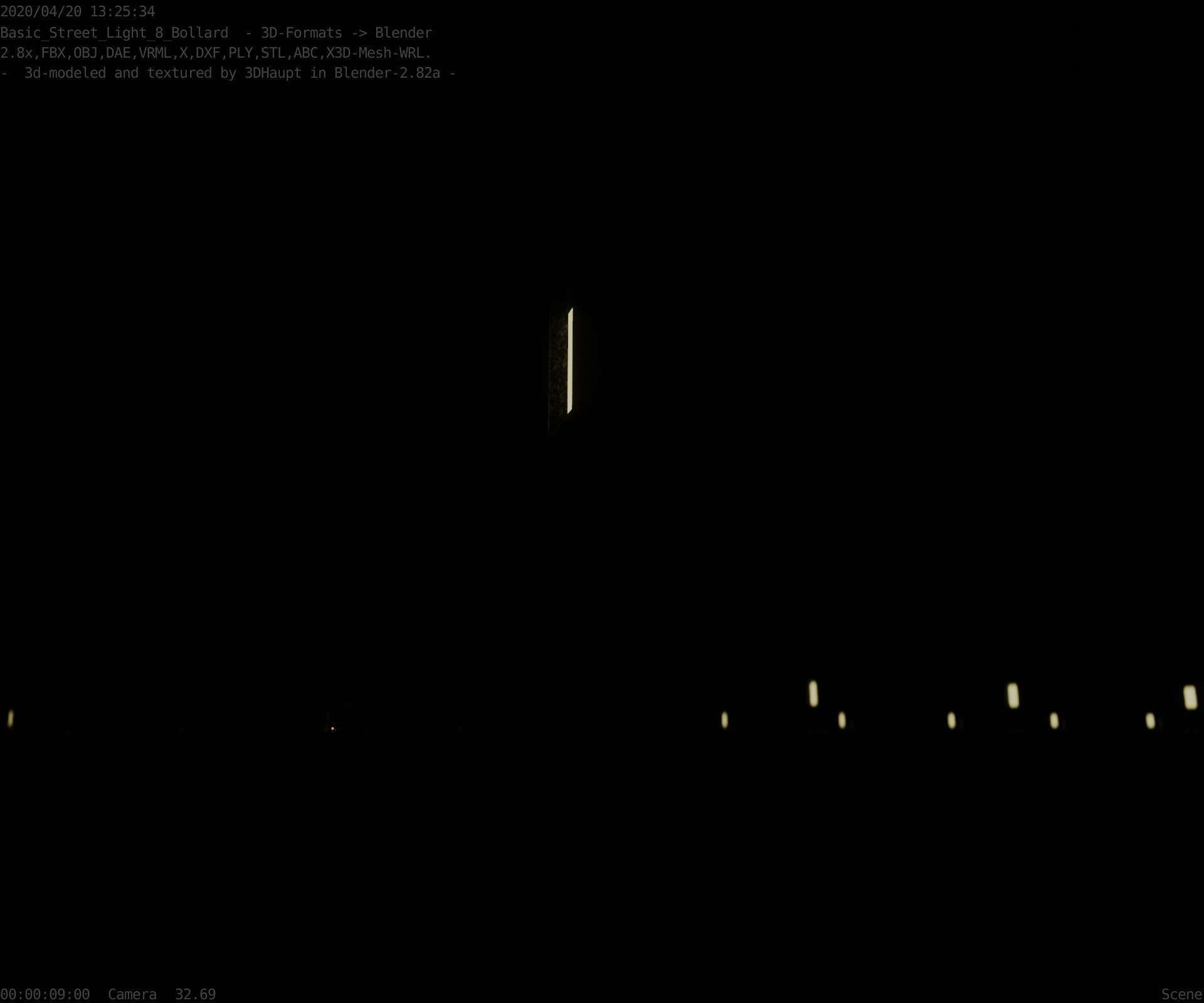 Street Light 8 Bollard 500mm Basic Version 1 Low-poly 3D model_23