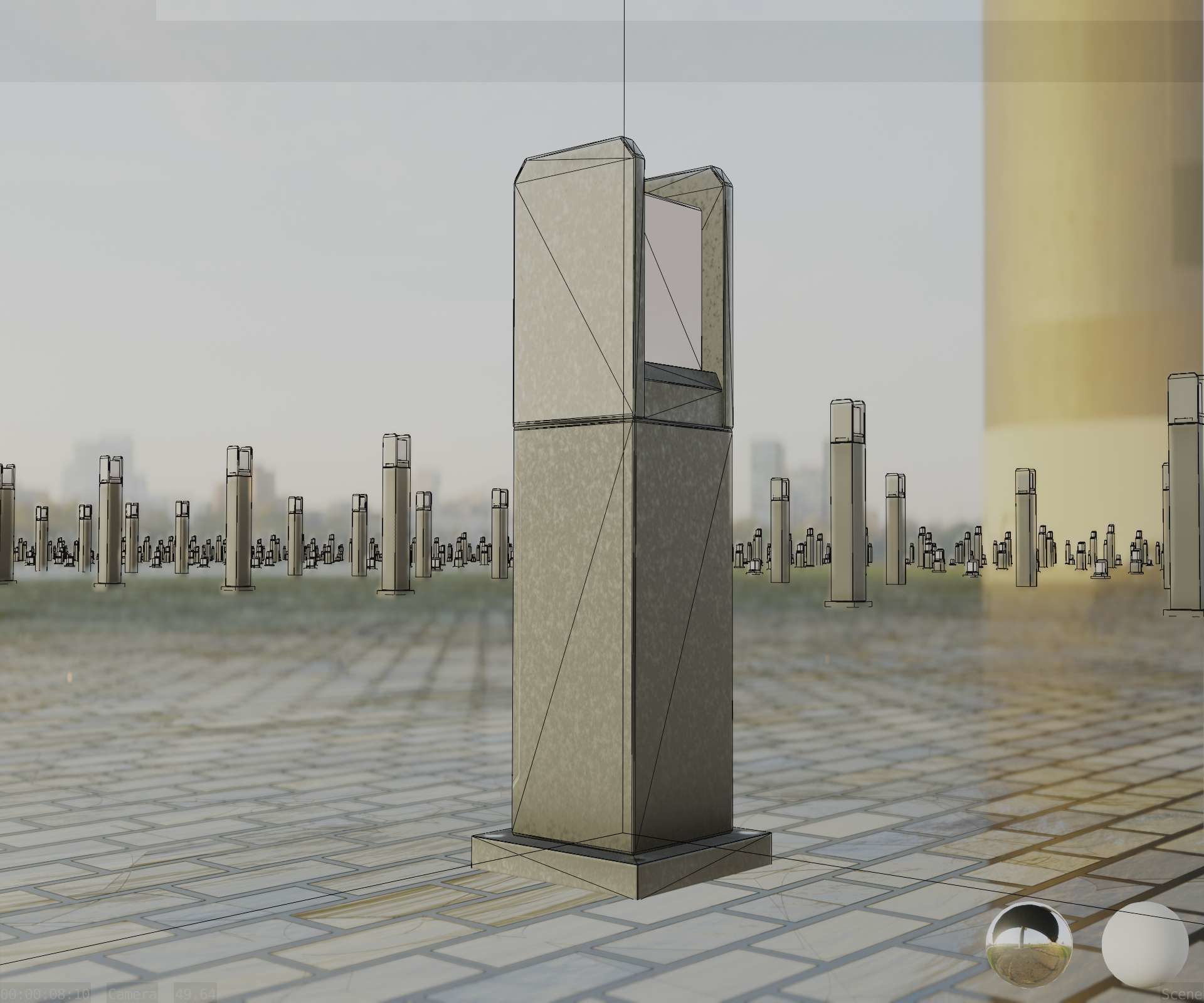 Street Light 8 Bollard 500mm Basic Version 1 Low-poly 3D model_12