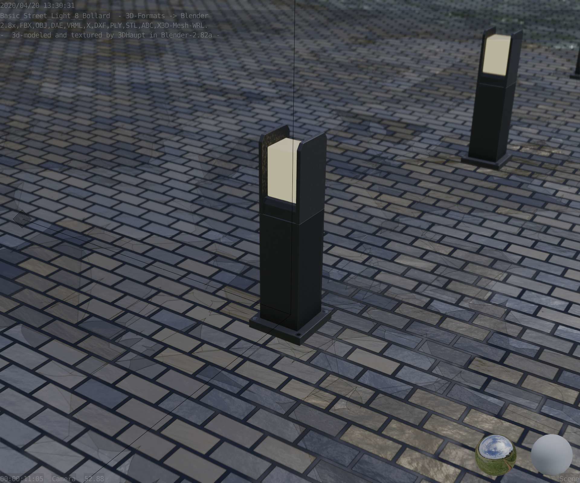Street Light 8 Bollard 500mm Basic Version 1 Low-poly 3D model_69